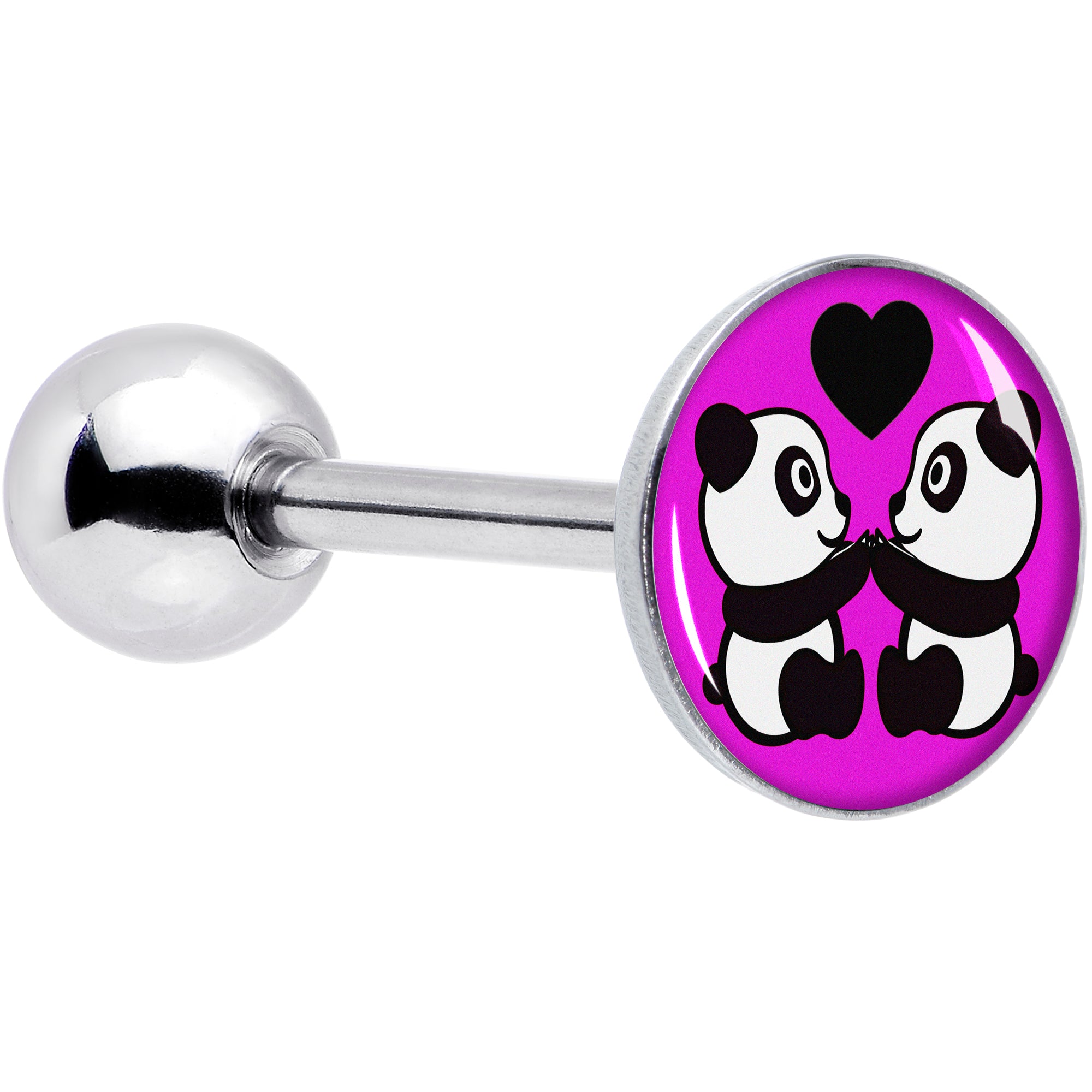 Panda Love Barbell Tongue Ring