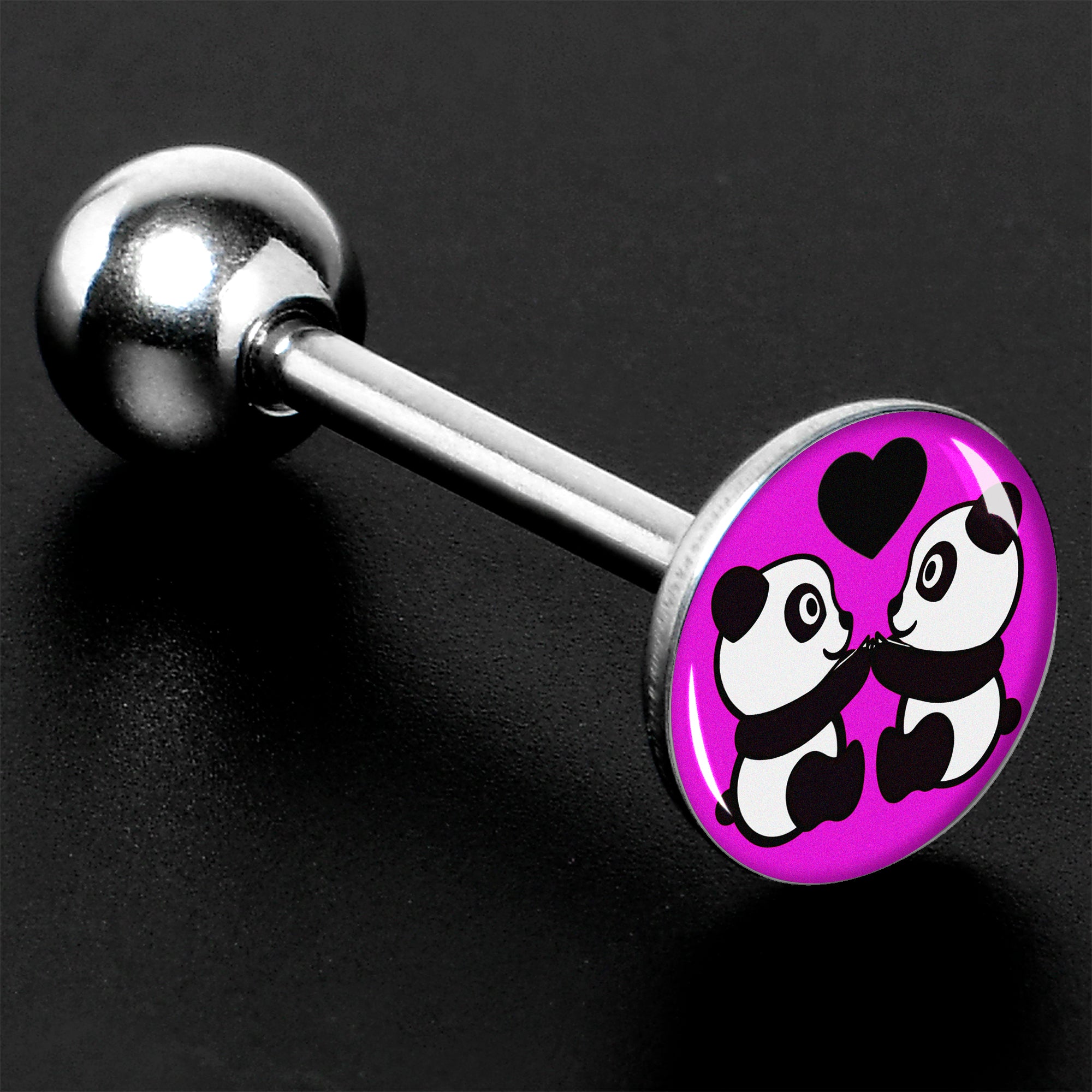 Panda Love Barbell Tongue Ring