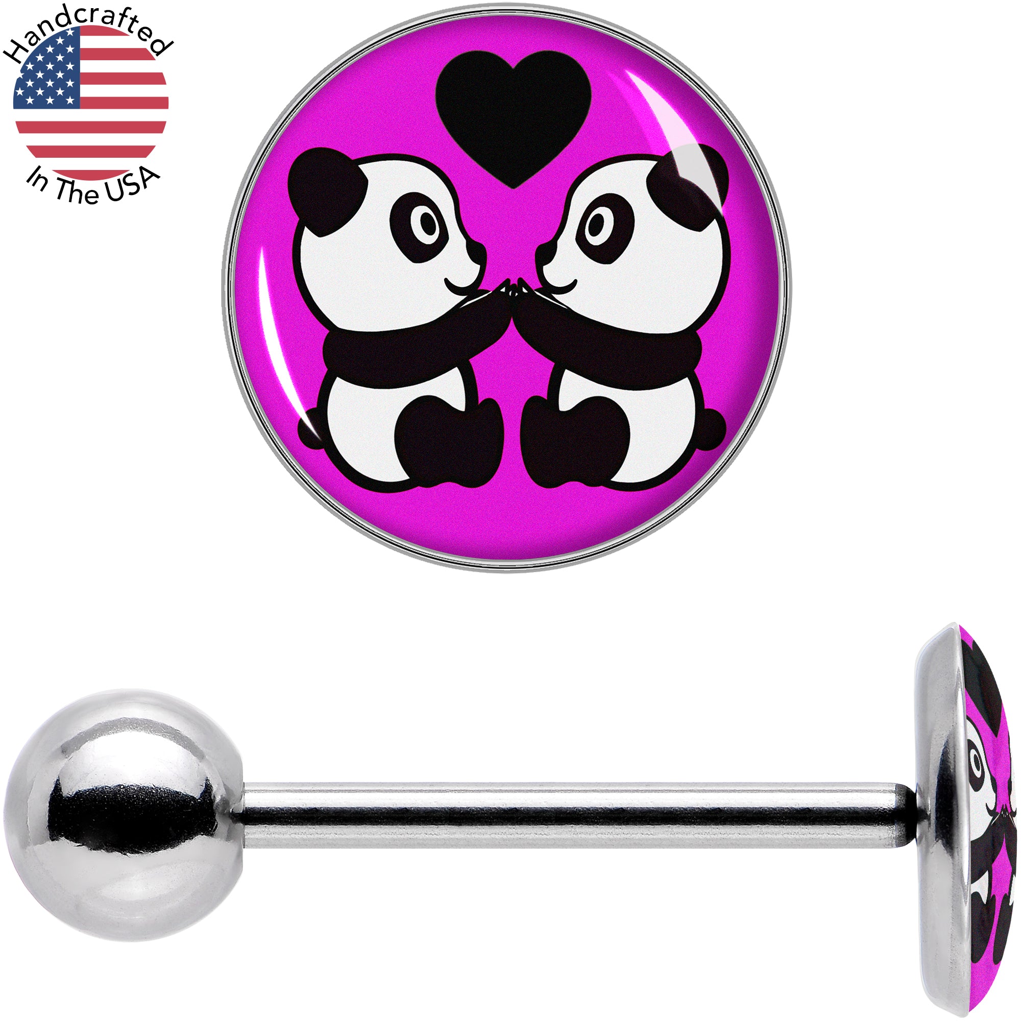 Panda Love Barbell Tongue Ring