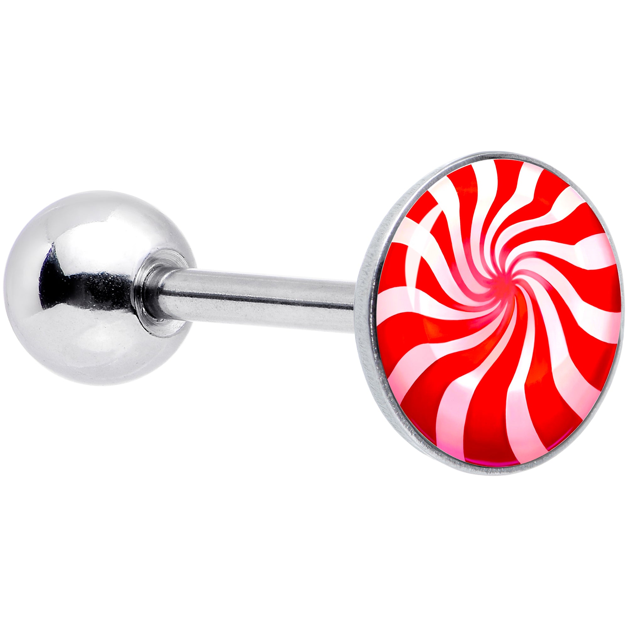 Holiday Peppermint Candy Barbell Tongue Ring