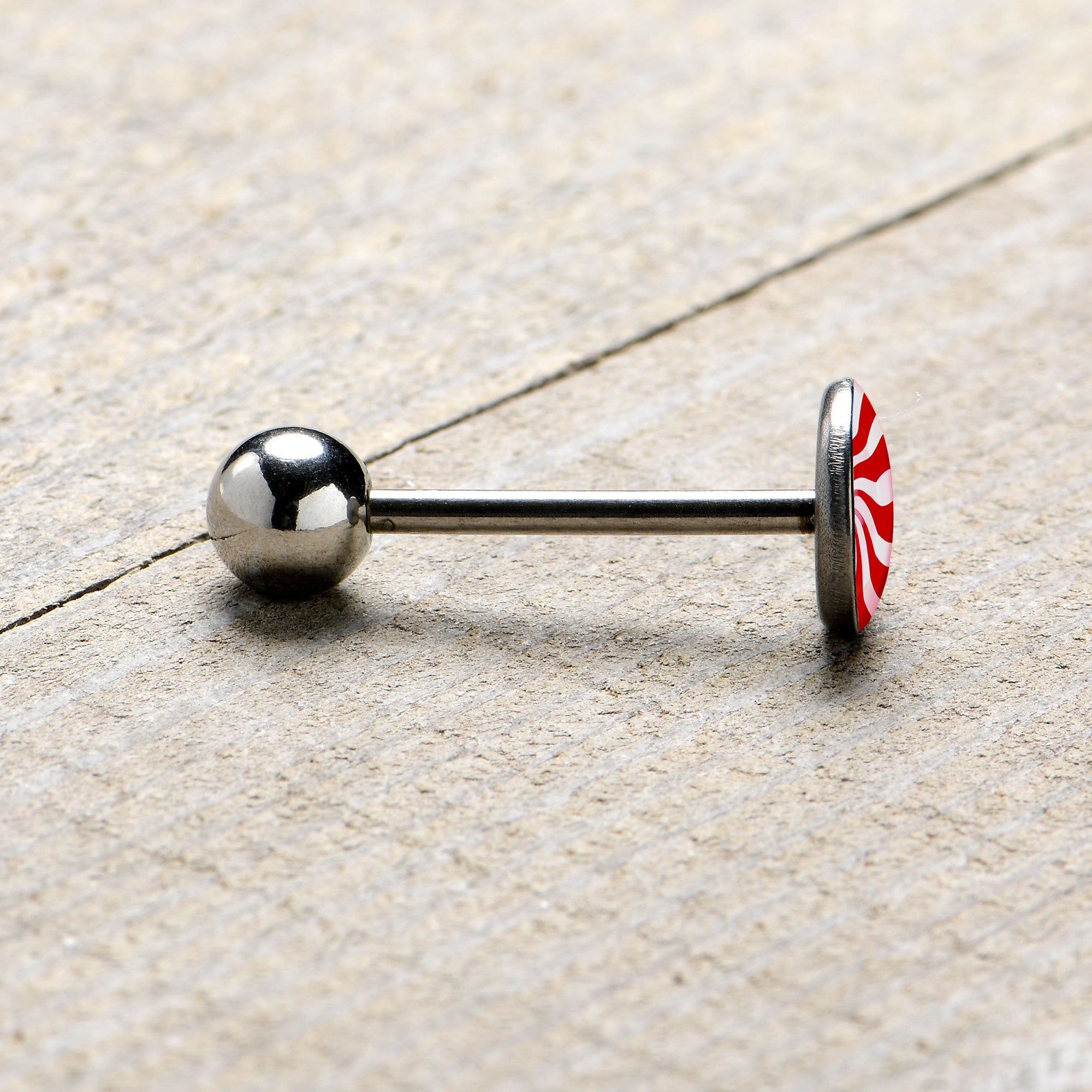 Holiday Peppermint Candy Barbell Tongue Ring