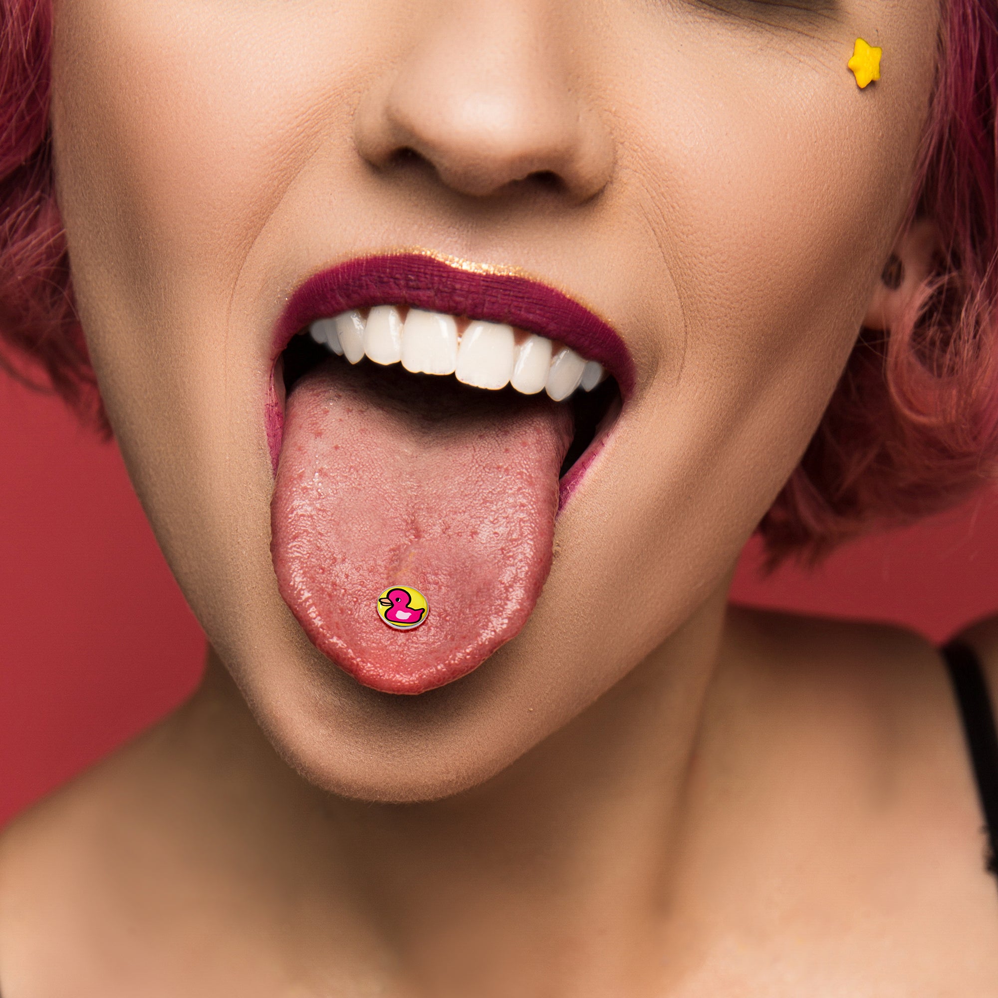 Pink Ducky Barbell Tongue Ring