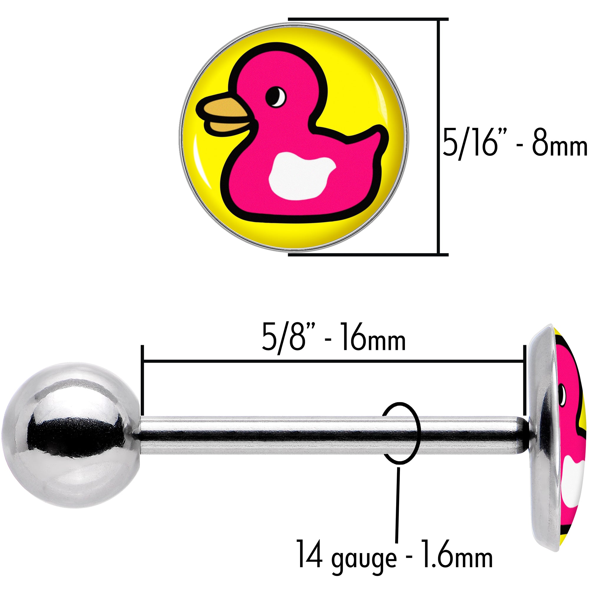 Pink Ducky Barbell Tongue Ring