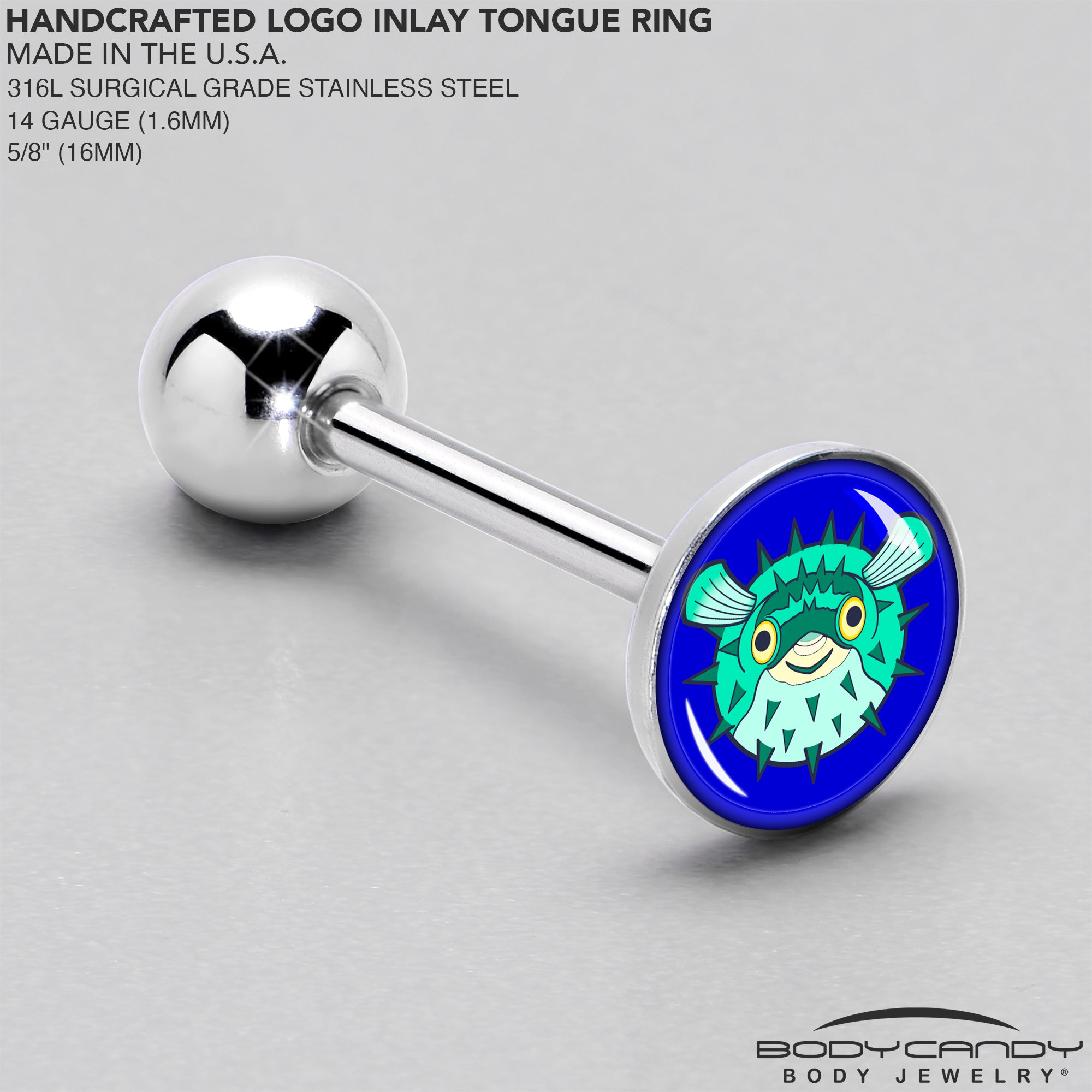 Pufferfish Barbell Tongue Ring