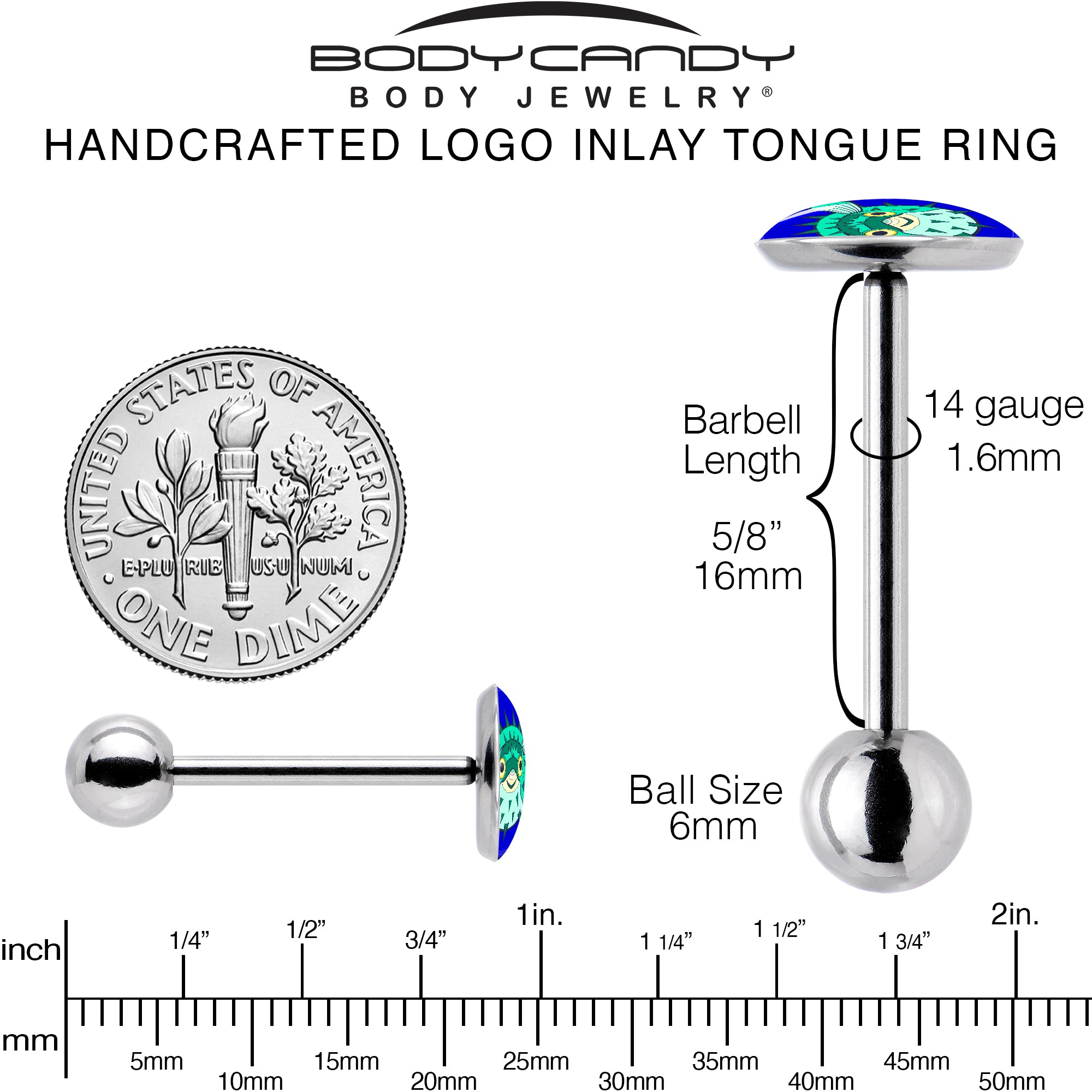 Pufferfish Barbell Tongue Ring