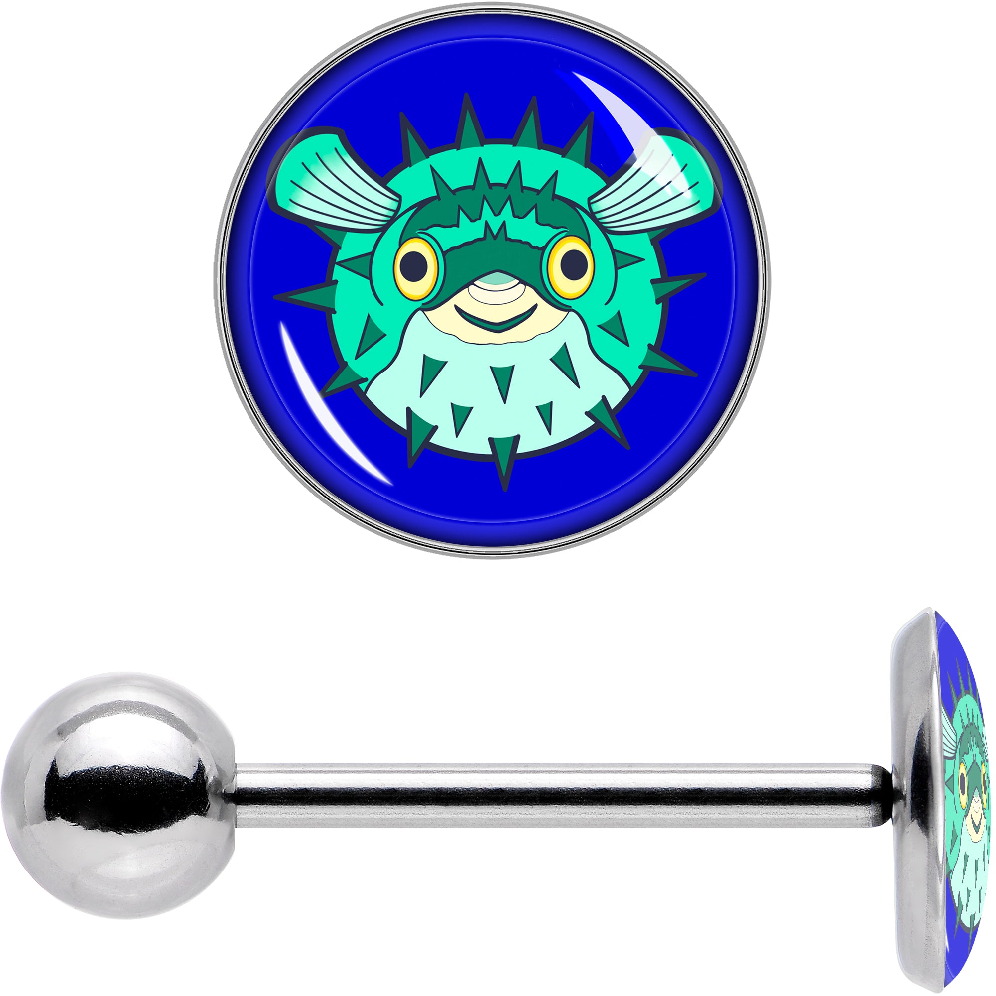 Pufferfish Barbell Tongue Ring