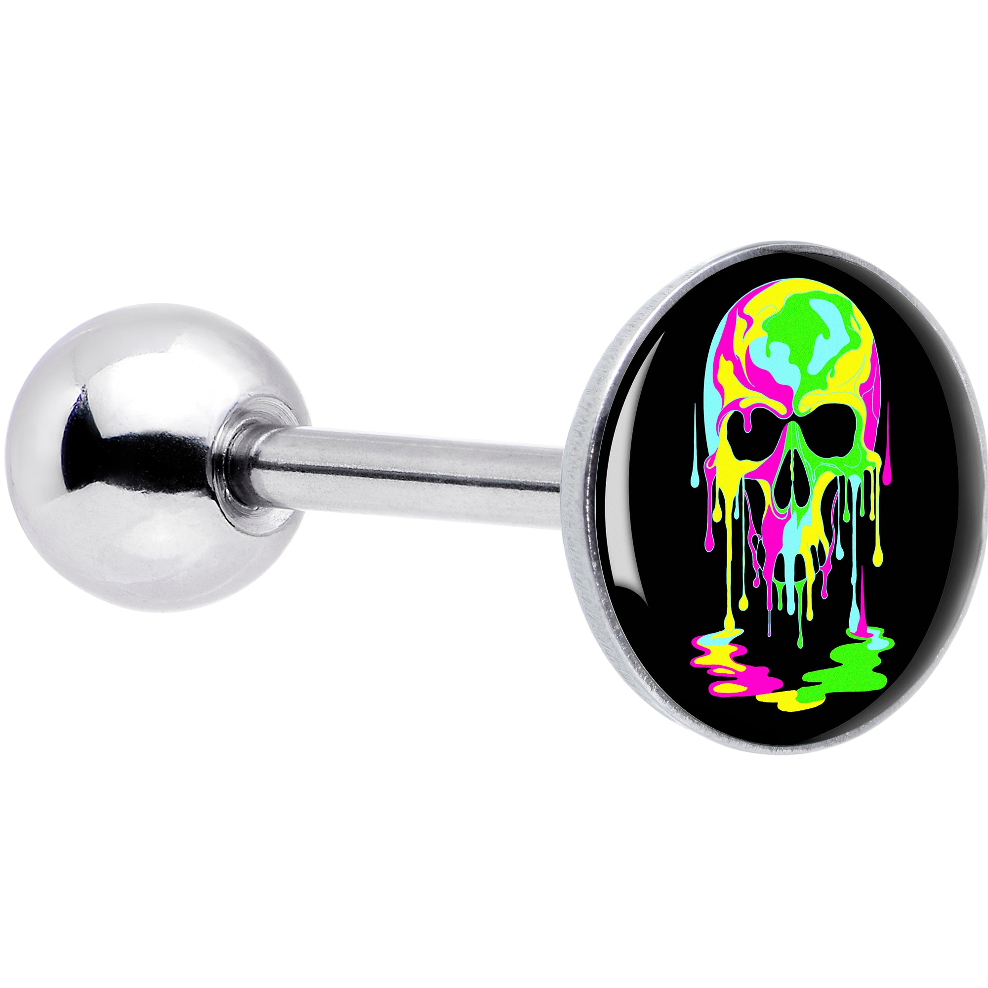 Ultra Bright Melting Skull Barbell Tongue Ring