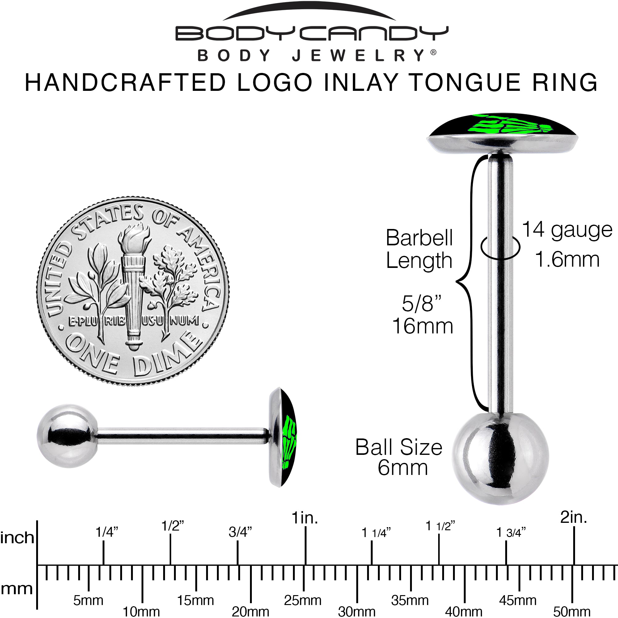 Shaka Hand Barbell Tongue Ring