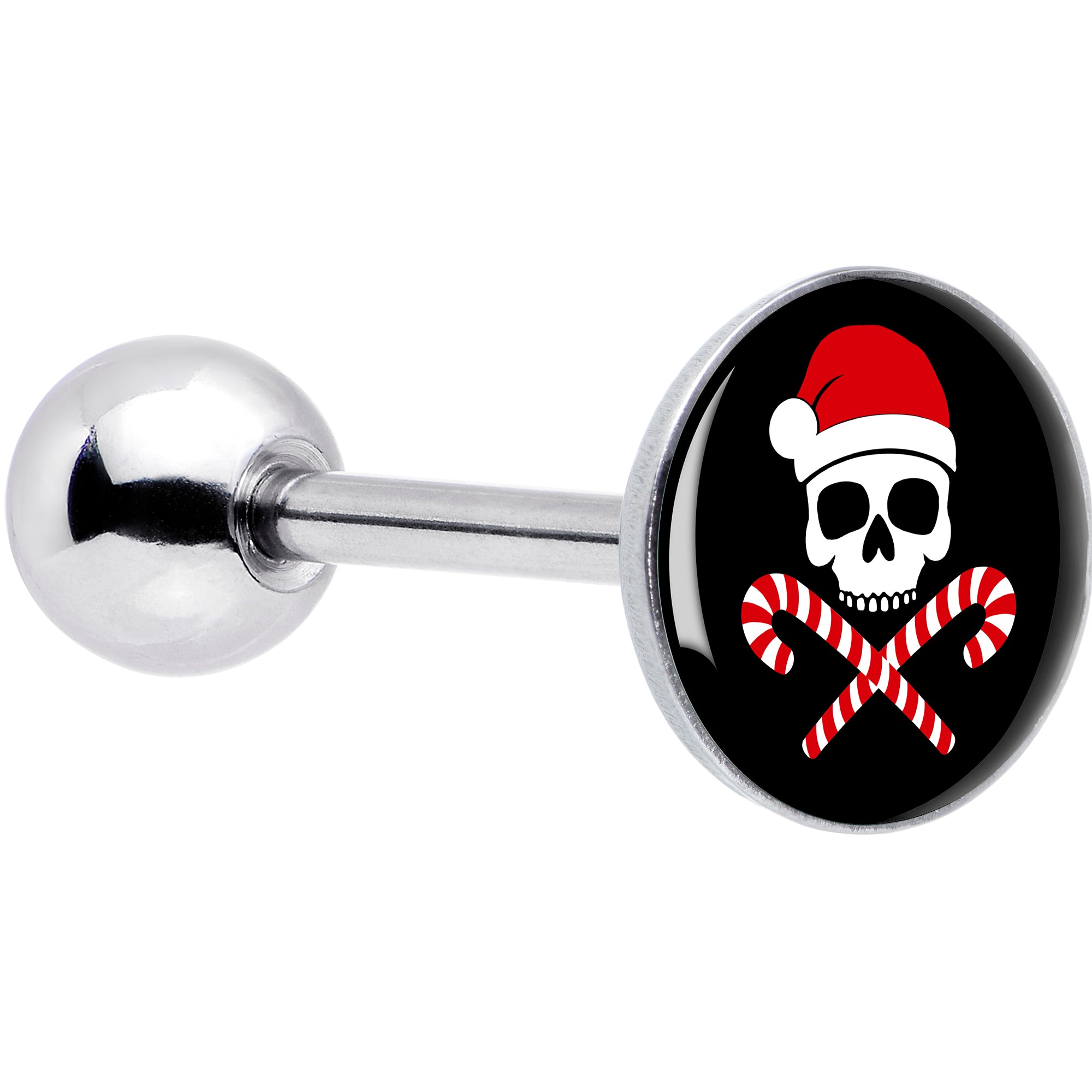 Santa Pirate Candy Cane Barbell Tongue Ring