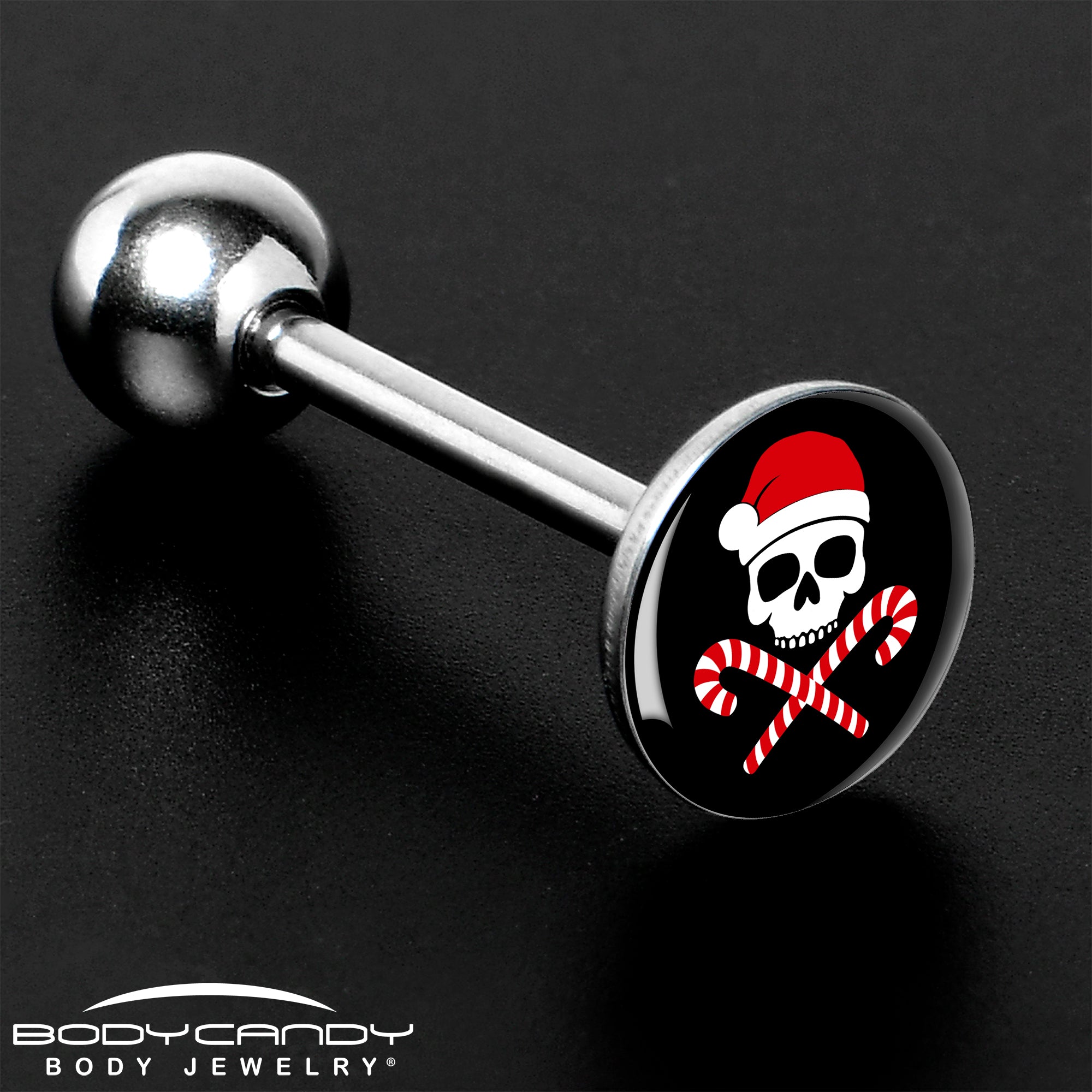 Santa Pirate Candy Cane Barbell Tongue Ring