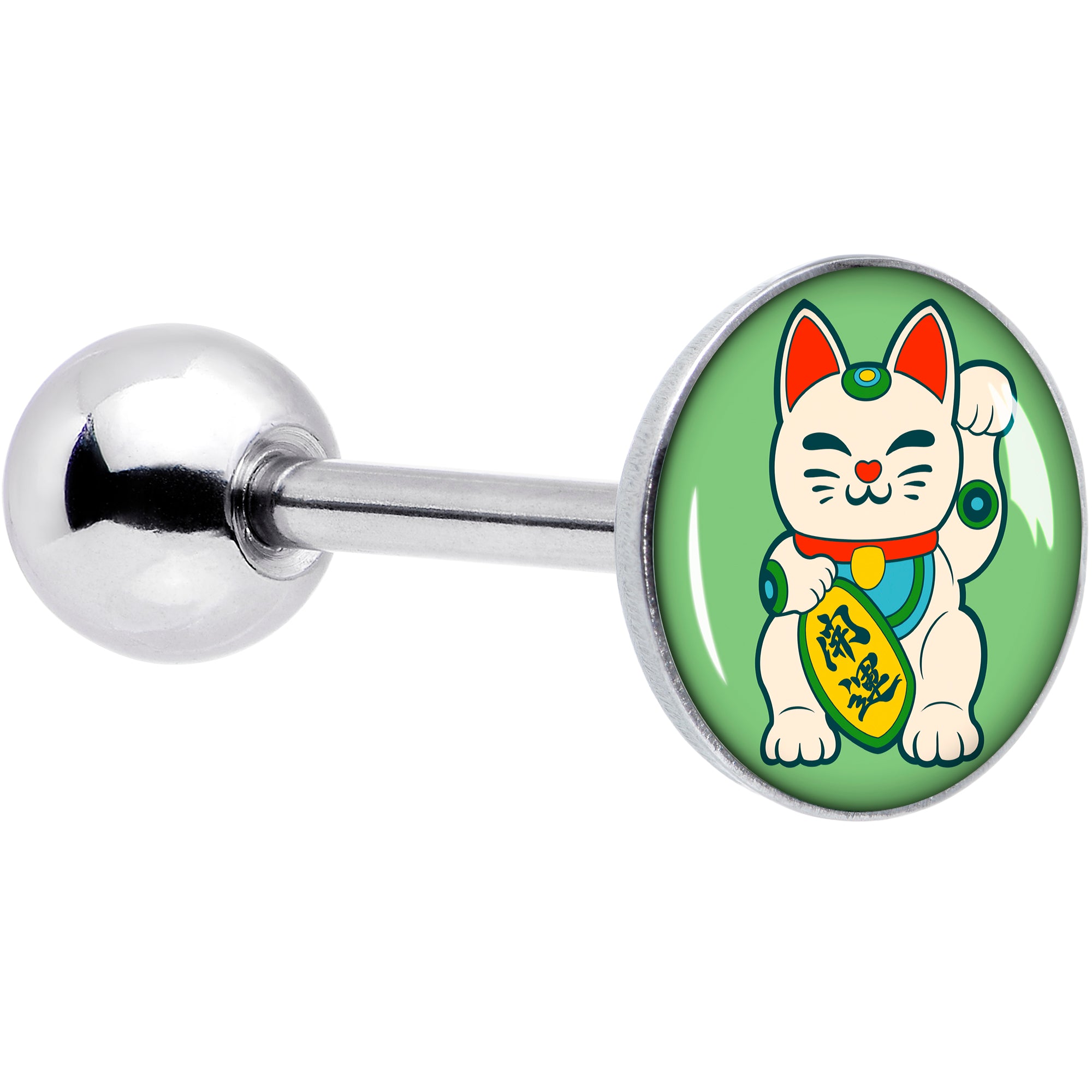 Waving Cat Barbell Tongue Ring