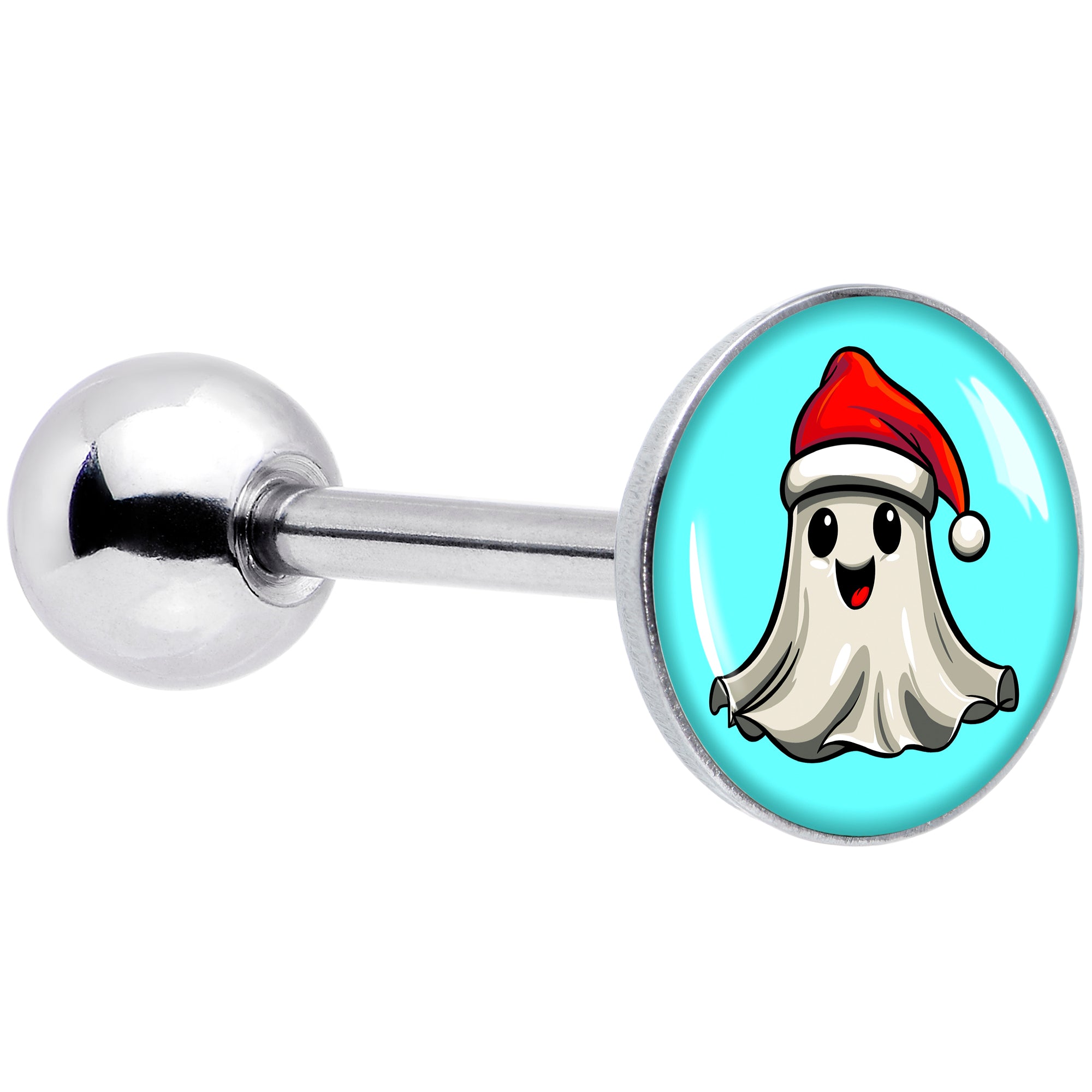 Holiday Christmas Spirit Ghost Barbell Tongue Ring