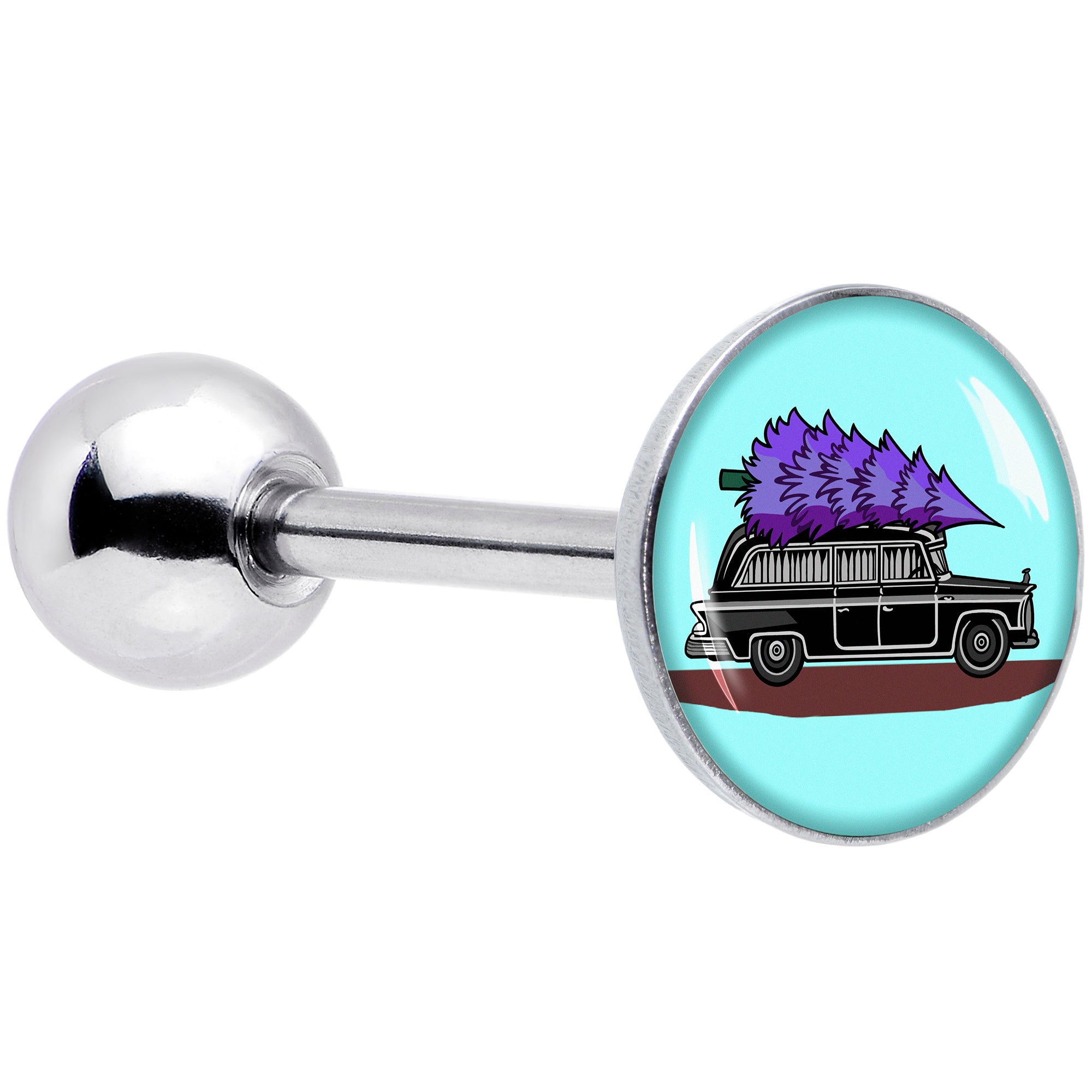 Holiday Christmas Hearse Barbell Tongue Ring