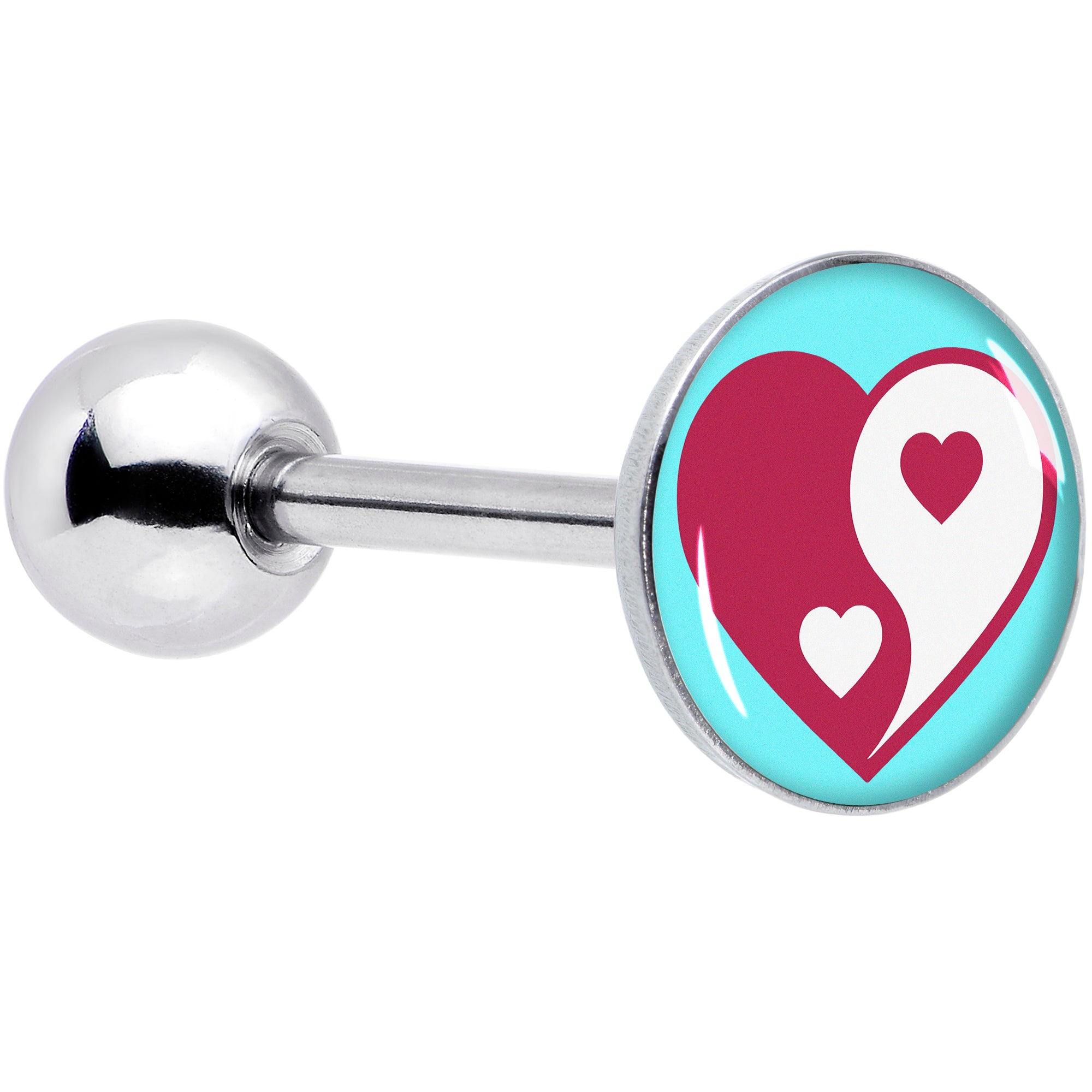 Love Yin Yang Heart Barbell Tongue Ring