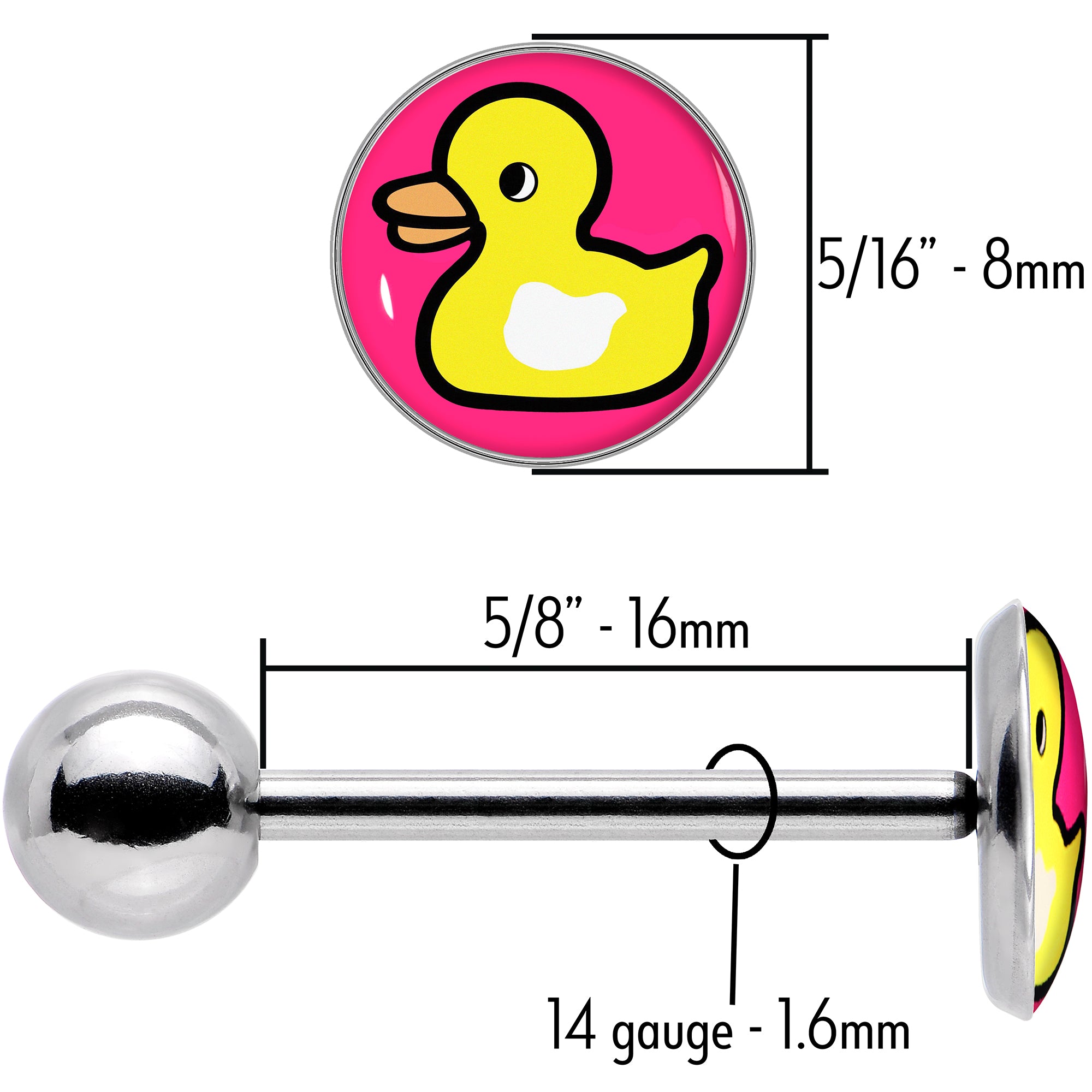 Yellow Ducky Barbell Tongue Ring