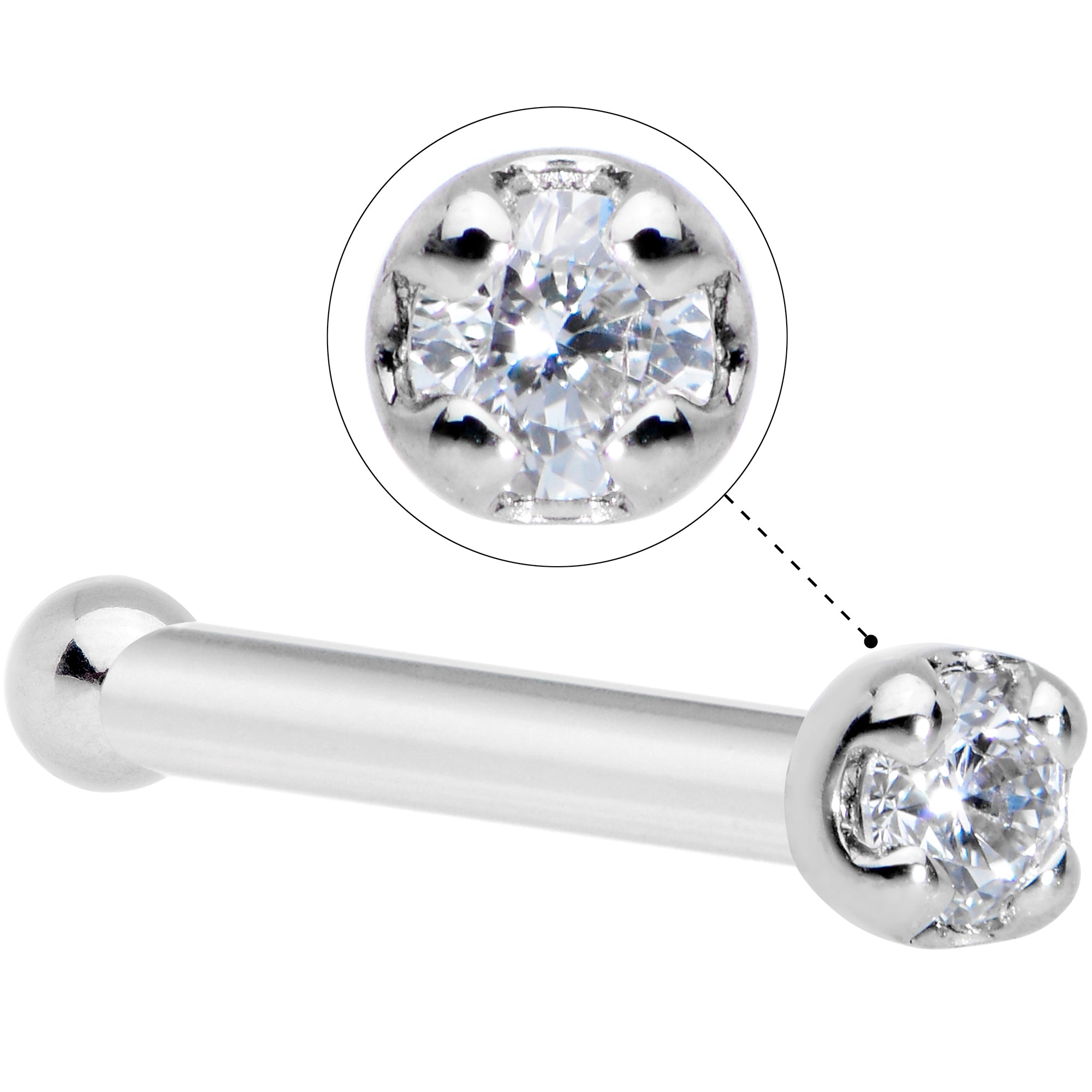 14k white gold online diamond nose stud