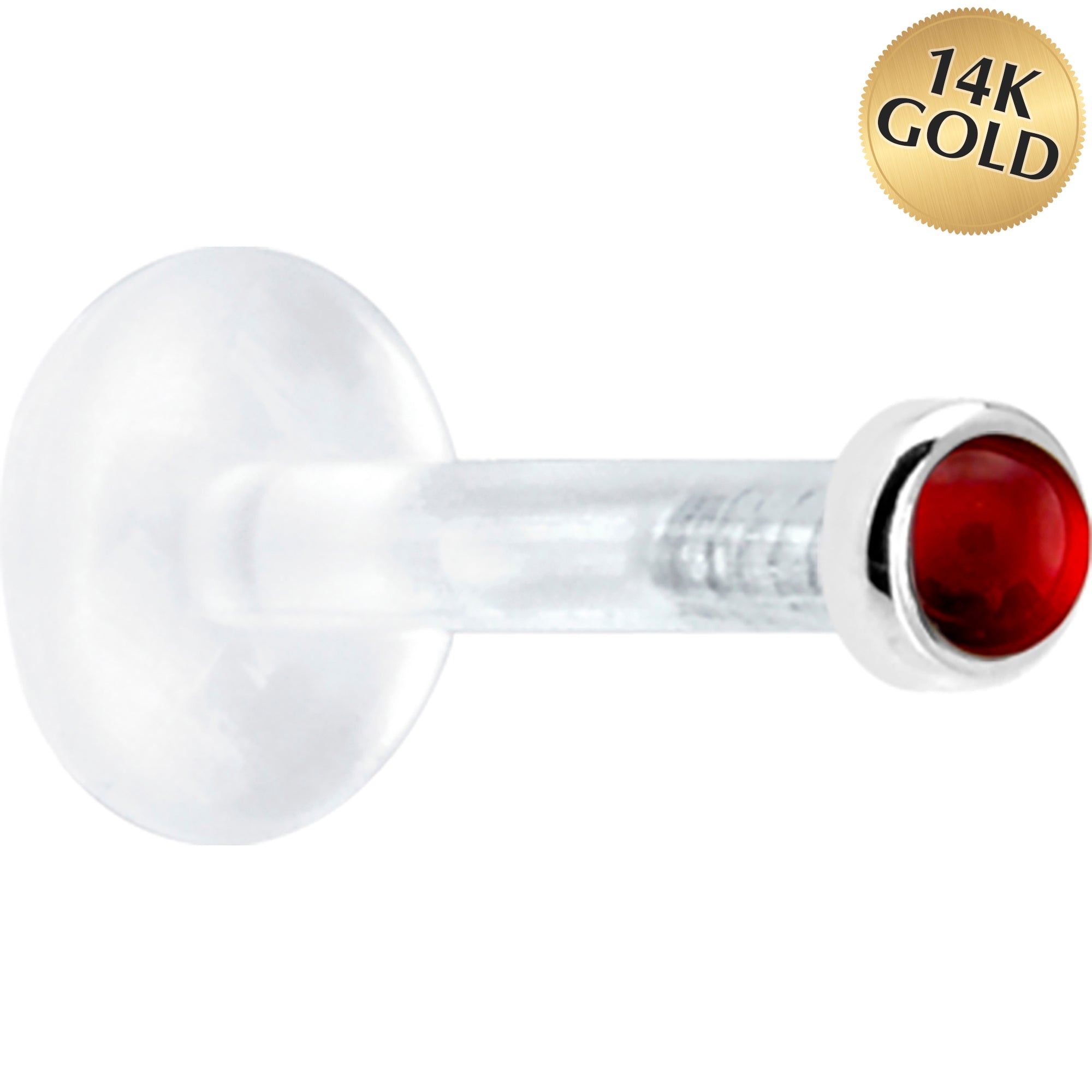 Solid 14KT White Gold 2mm Genuine Ruby Bioplast Push in Monroe