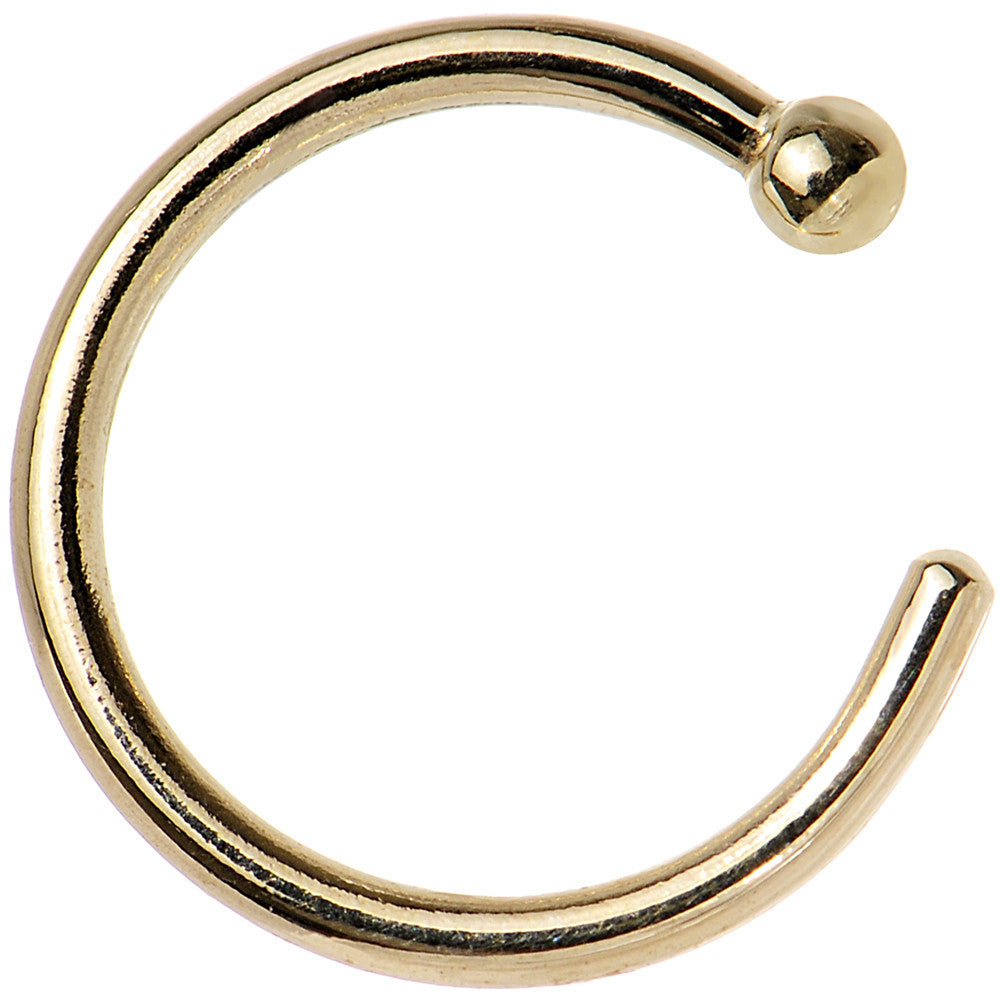 18 Gauge 5/16 Solid 14KT Yellow Gold Nose Hoop