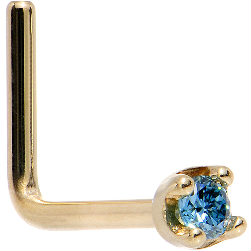 Solid 18KT Yellow Gold 1.5mm Genuine Blue Diamond Nose Ring