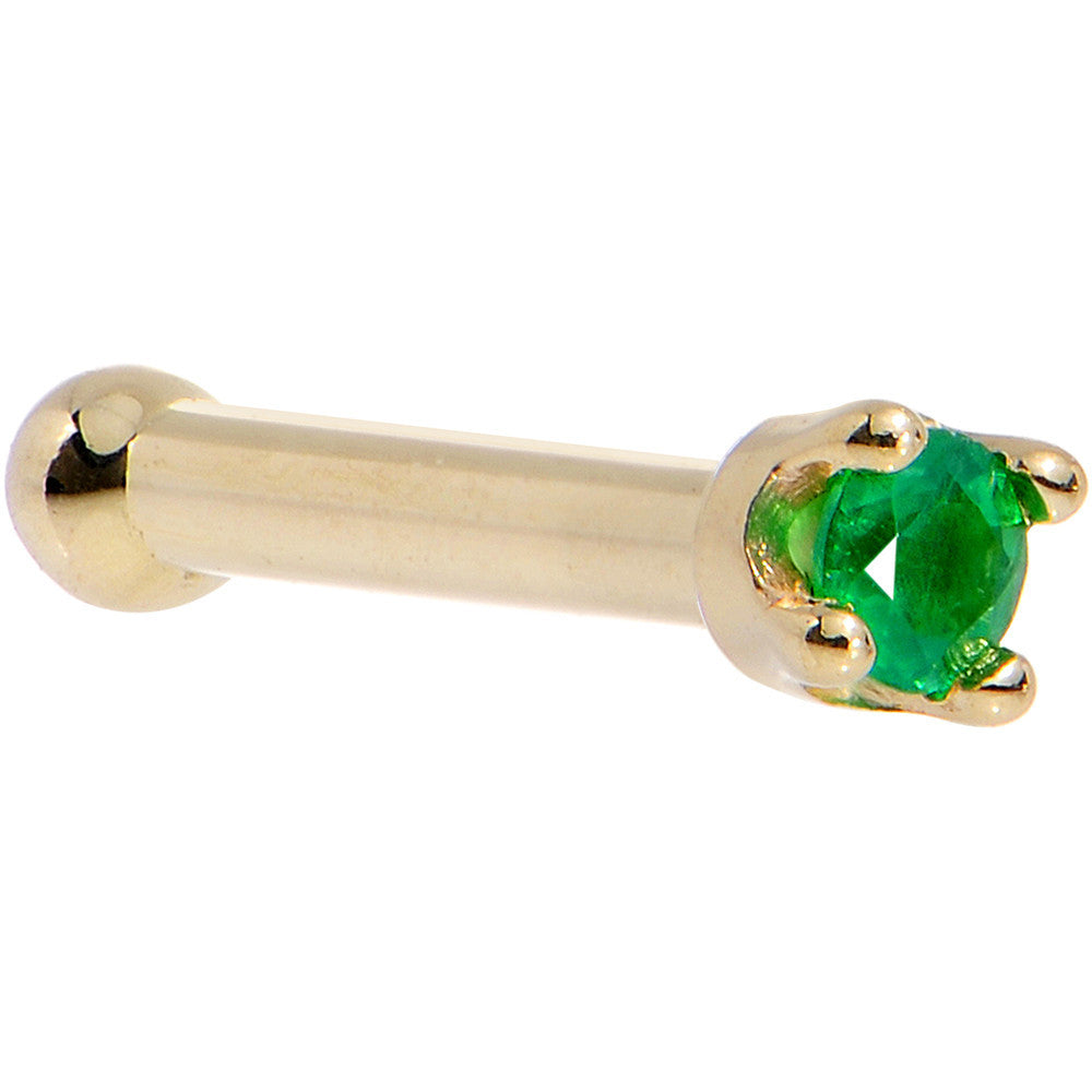 Handmade Genuine outlet Gold Nose stud - 18ct Yellow Gold 2mm created Emerald Nose stud ring pin - Bezel Setting