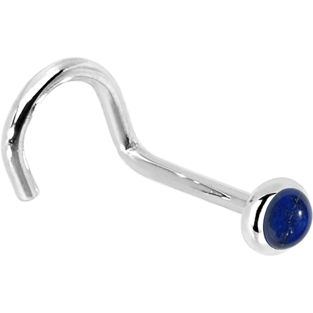 Solid 14KT White Gold 2mm Lapis Lazuli Nose Bone 20 Gauge