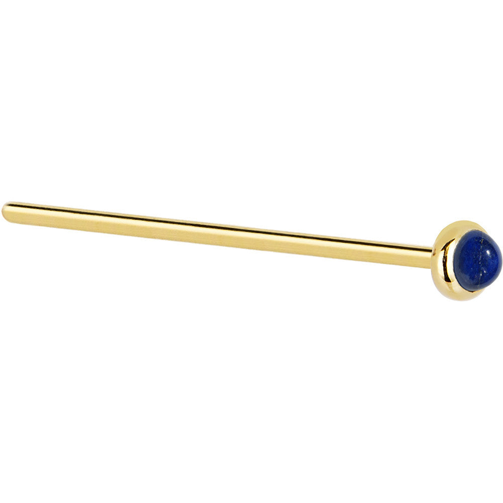 14KT Yellow Gold 2mm Lapis Lazuli L-Shape Nose Ring