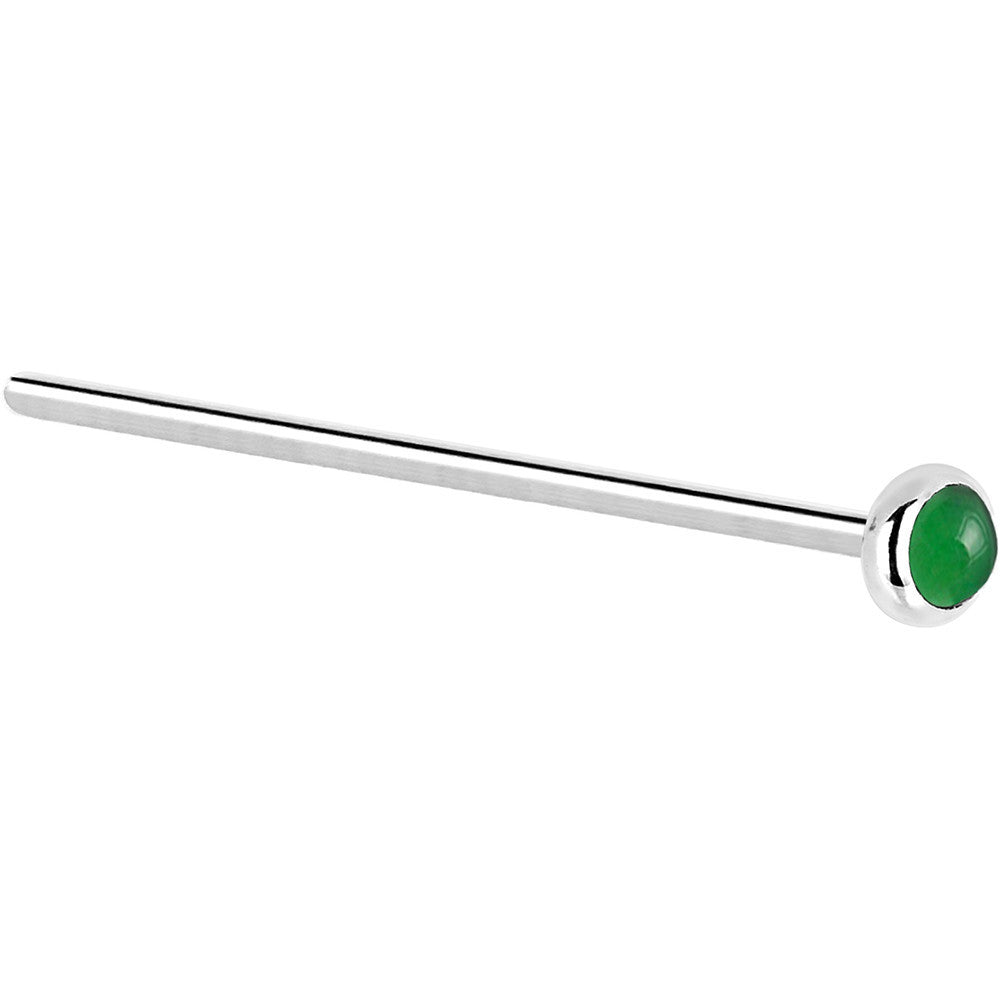 14KT White Gold 2mm Jade Nose Ring Nose Screw Style