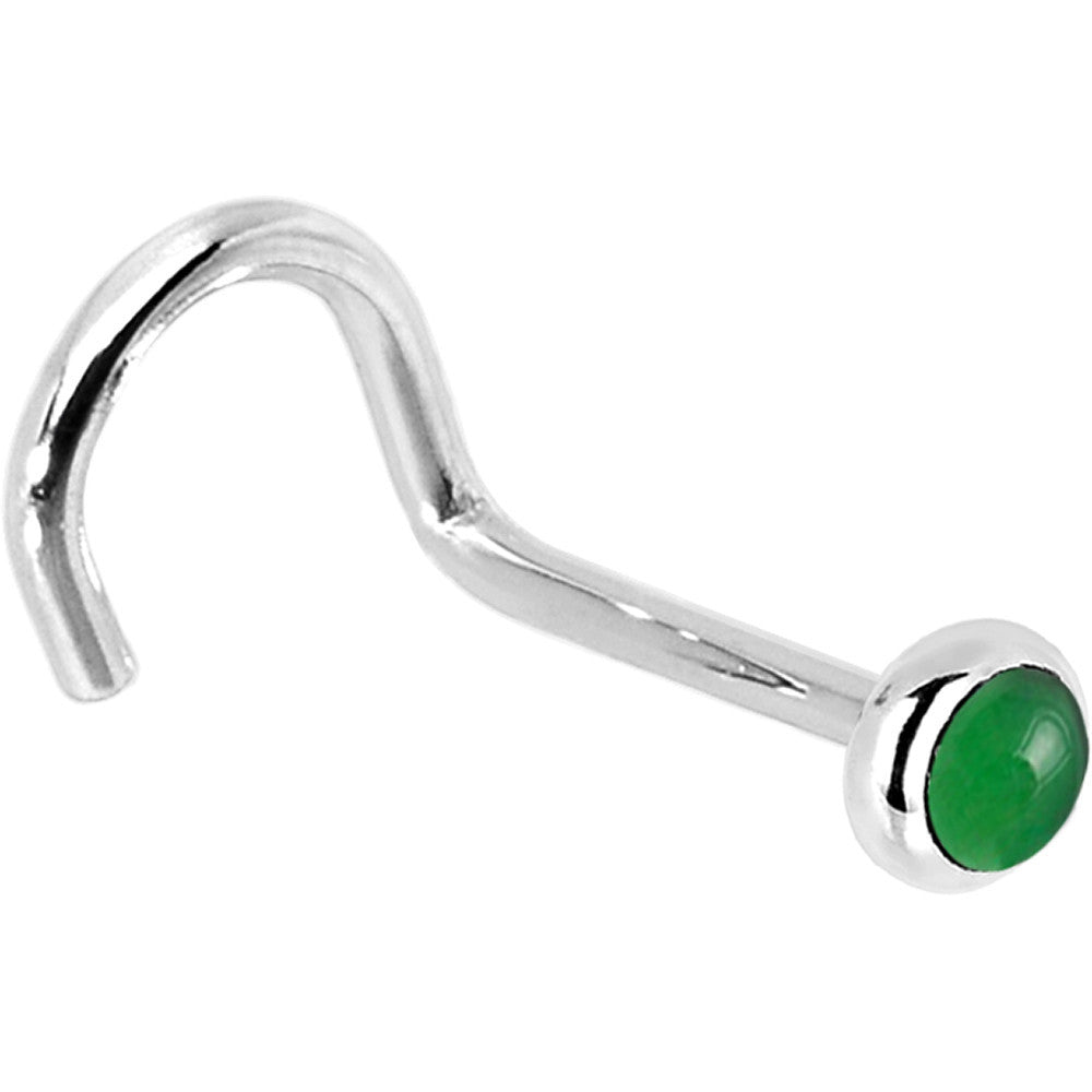 Solid 14KT White Gold Jade Nose Ring Nose Bone Style 20 gauge