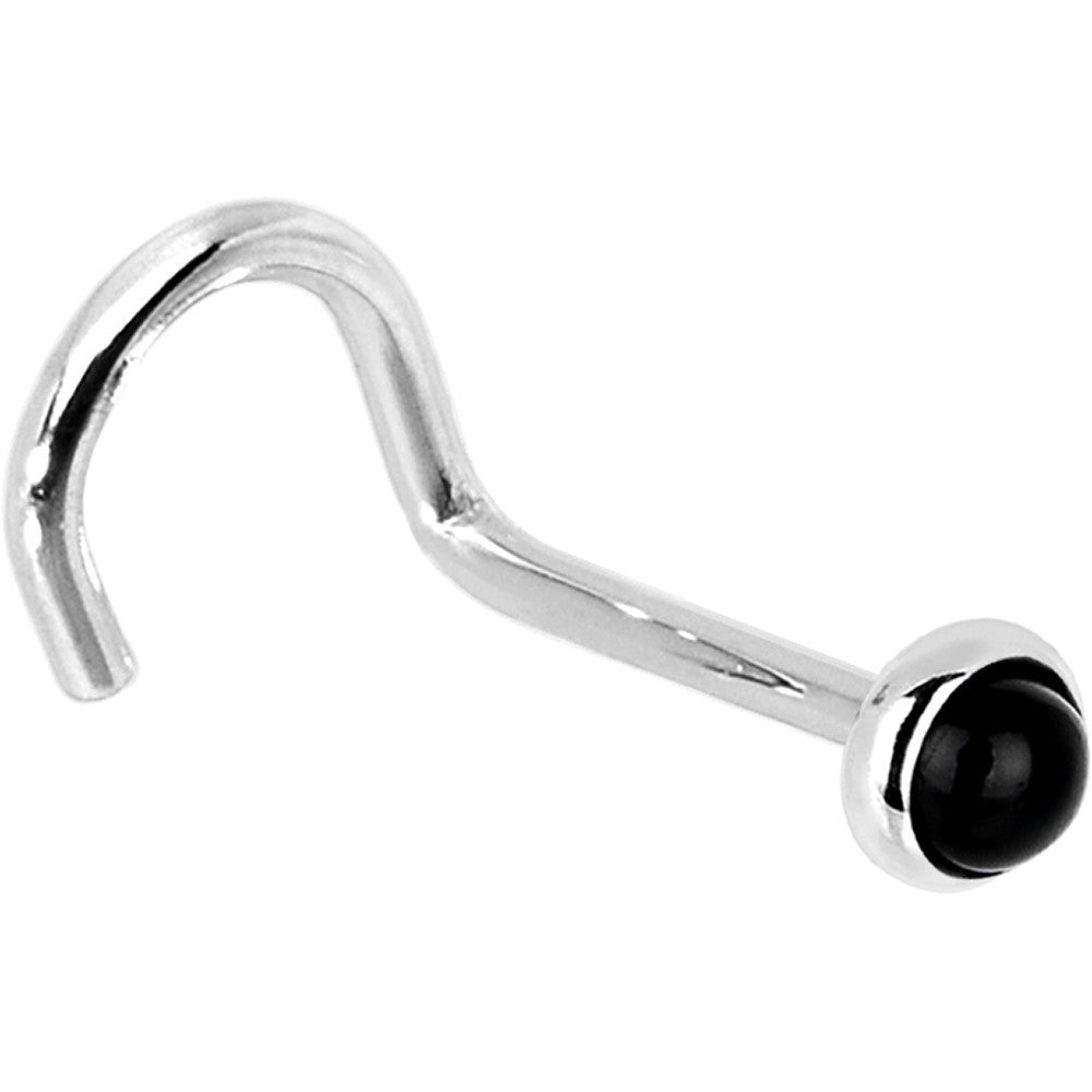 14KT White Gold 2mm Onyx Nose Ring Available in 18 Gauge