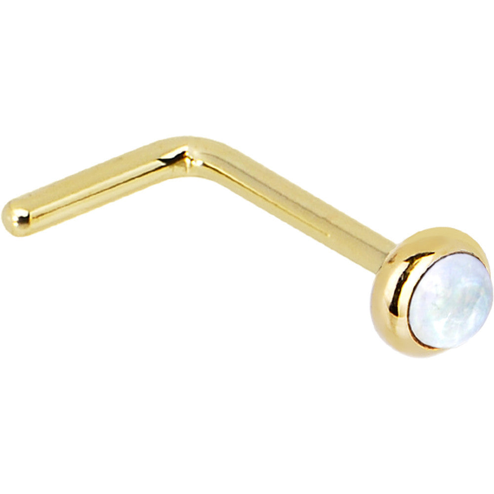 Solid 14KT Yellow Gold Rainbow Moonstone Nose Screw 2mm