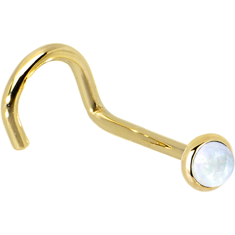 Solid 14KT Yellow Gold 2mm Rainbow Moonstone Nose Ring 18 Gauge Nose Screw