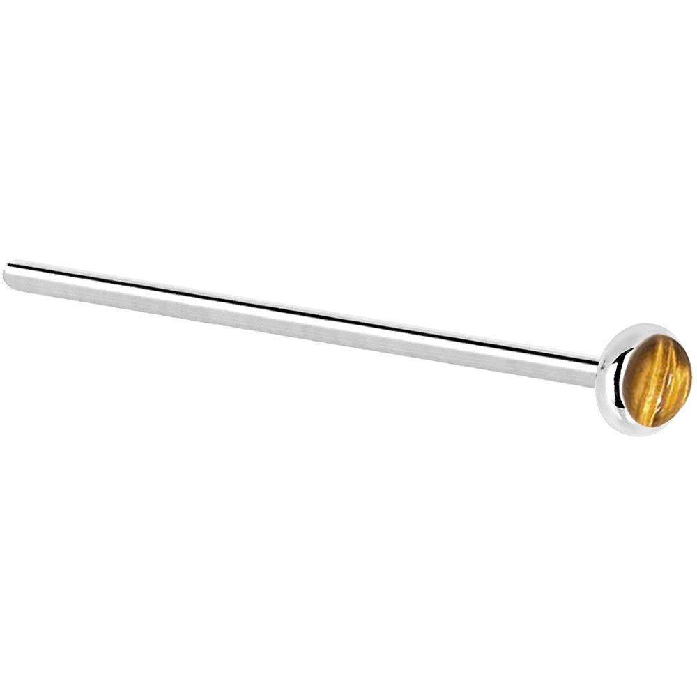 14KT White Gold 2mm Tiger Eye Nose Ring nose bone style