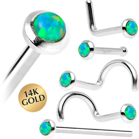 Body Candy Solid 14k Yellow Gold 2mm Light Blue Synthetic Opal L