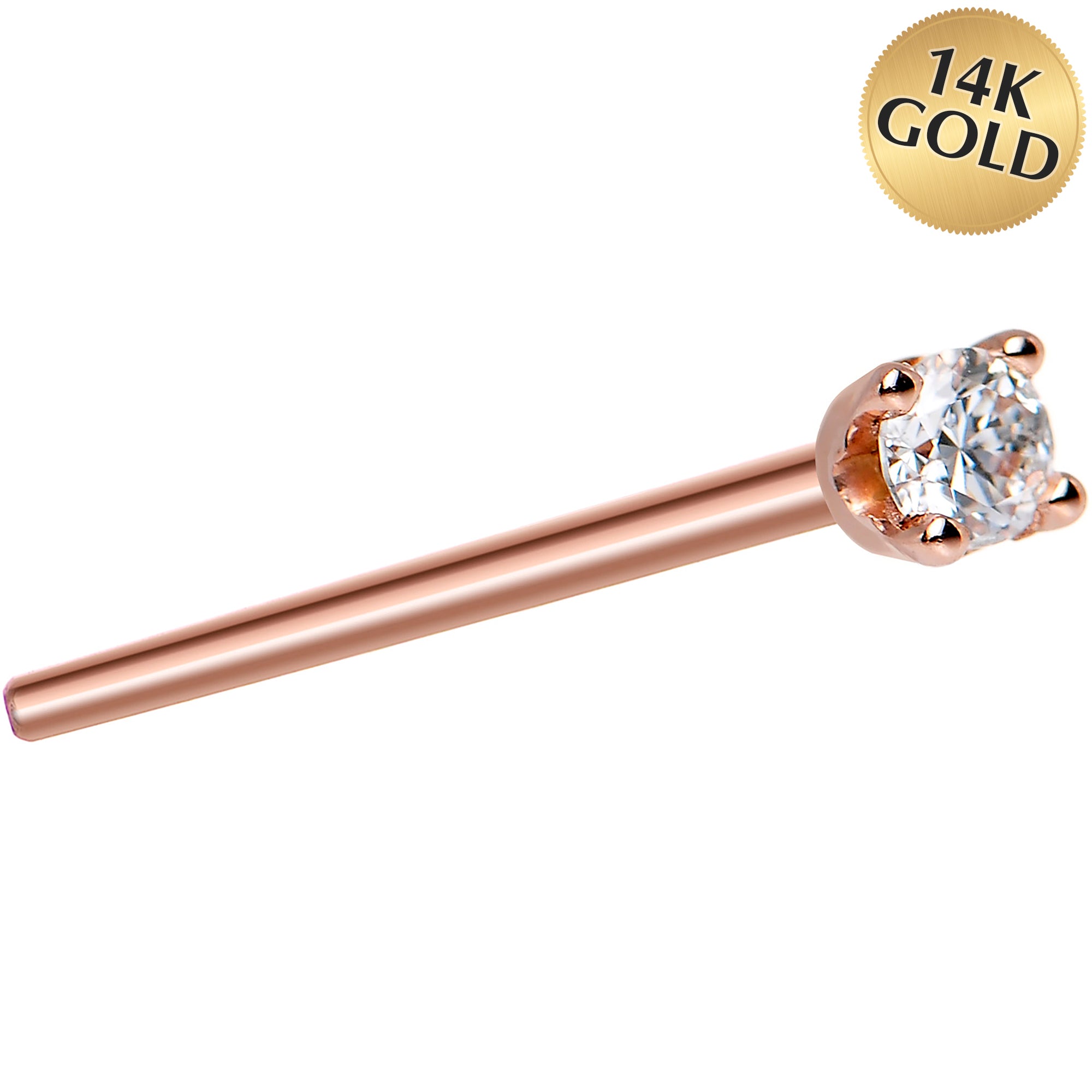 14KT Rose Gold 2mm Cubic Zirconia Nose Ring