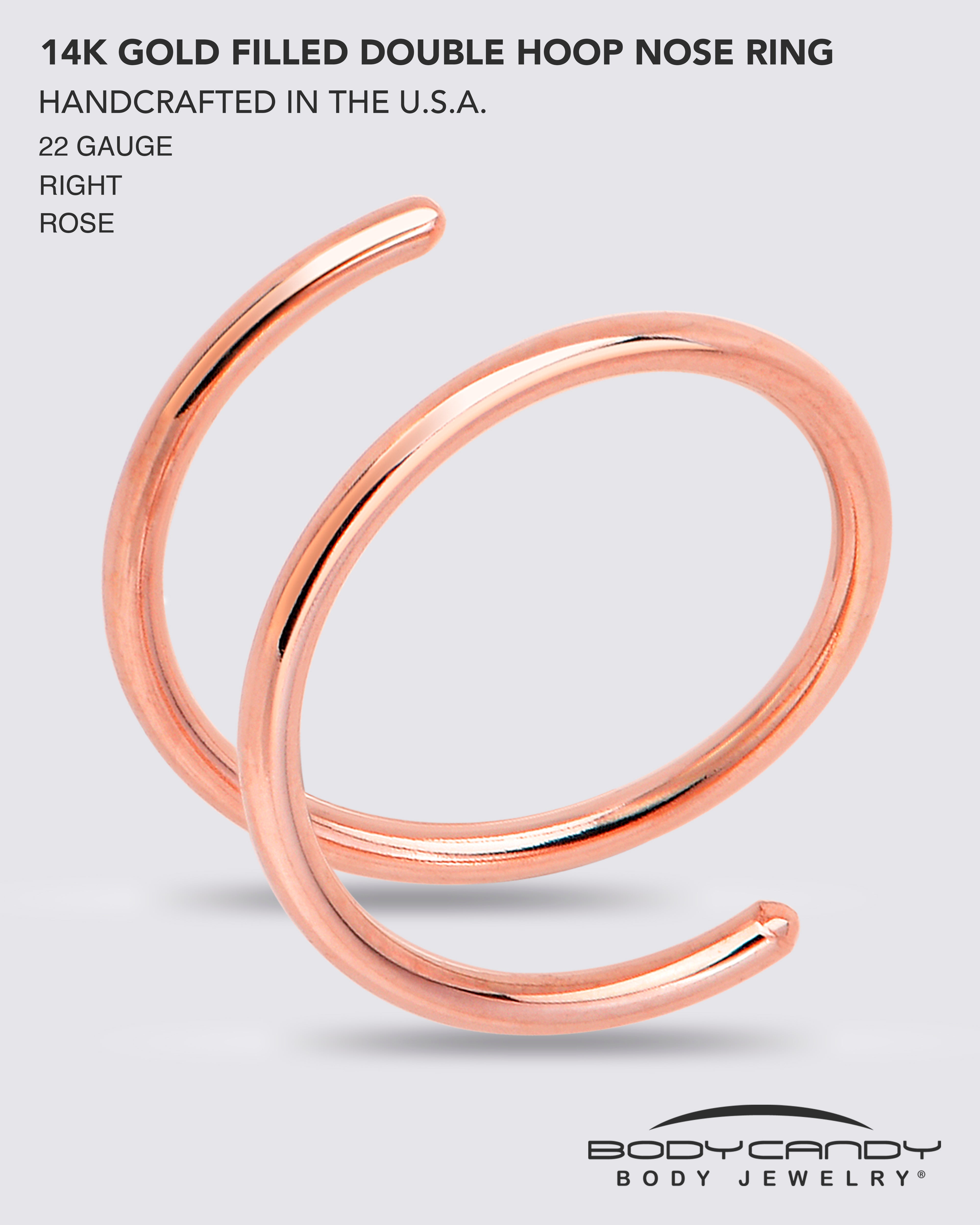 Double Hoop Nose 14k Rose Gold Filled Spiral Nose Ring (Select Your Size)