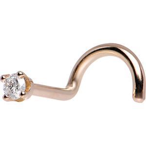 14k Rose Gold 2mm Diamond Nose Screw 18 Gauge