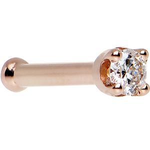 14k Rose Gold 2mm Diamond Nose Ring 20 Gauge Nose Bone