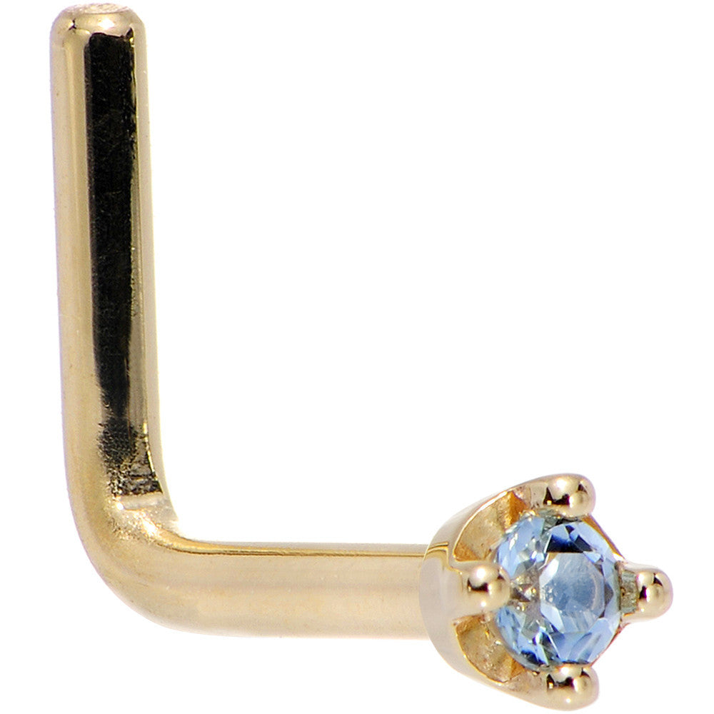 Solid Yellow Gold Nose Ring with 1.5mm Topaz Genuine Gemstone December