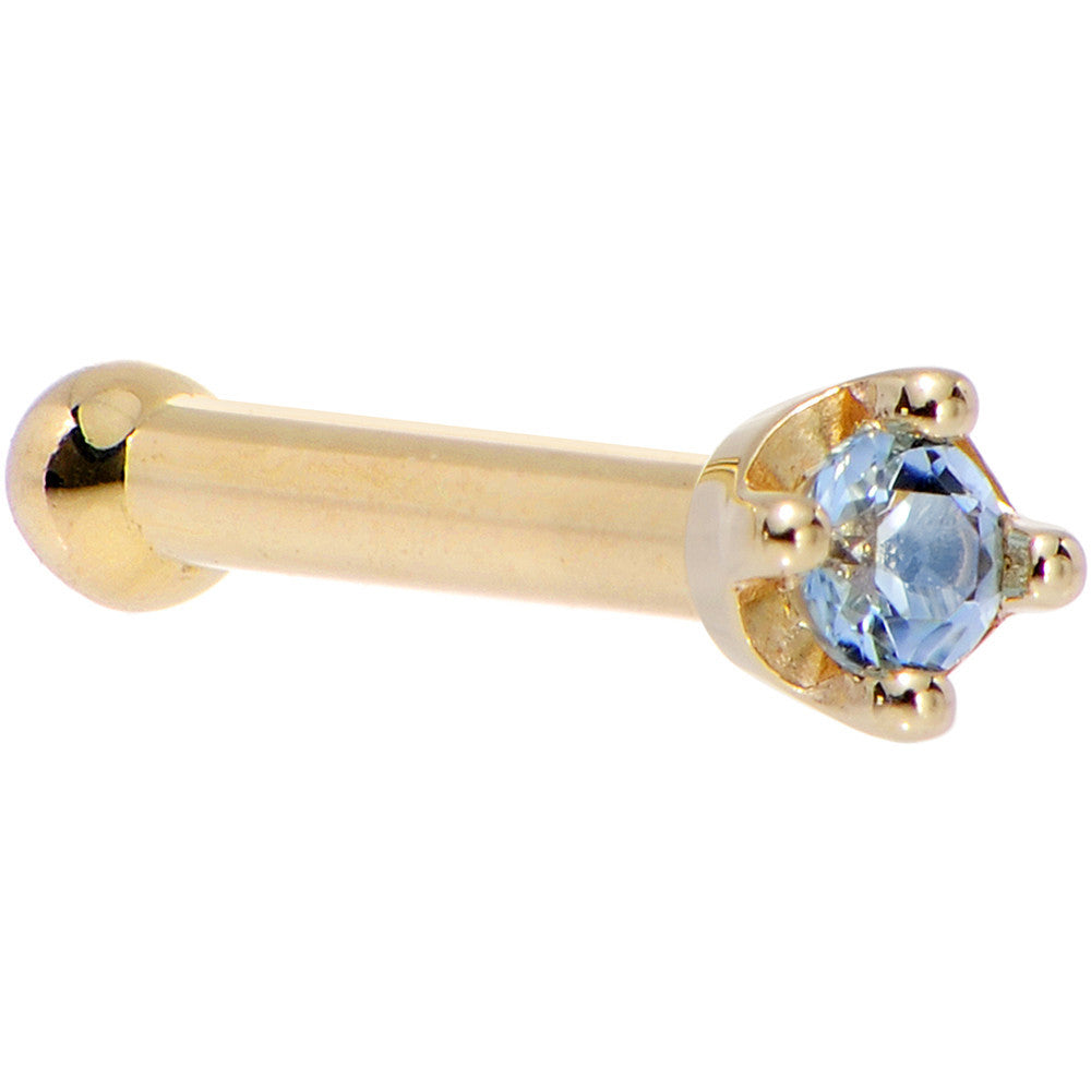 1.5mm Topaz Nose Ring in 14KT Yellow Gold December Nose Screw