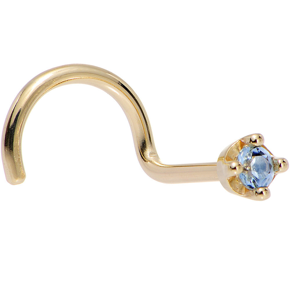 Solid Yellow Gold December Birthstone Nose Ring 1.5mm Topaz Nose Screw