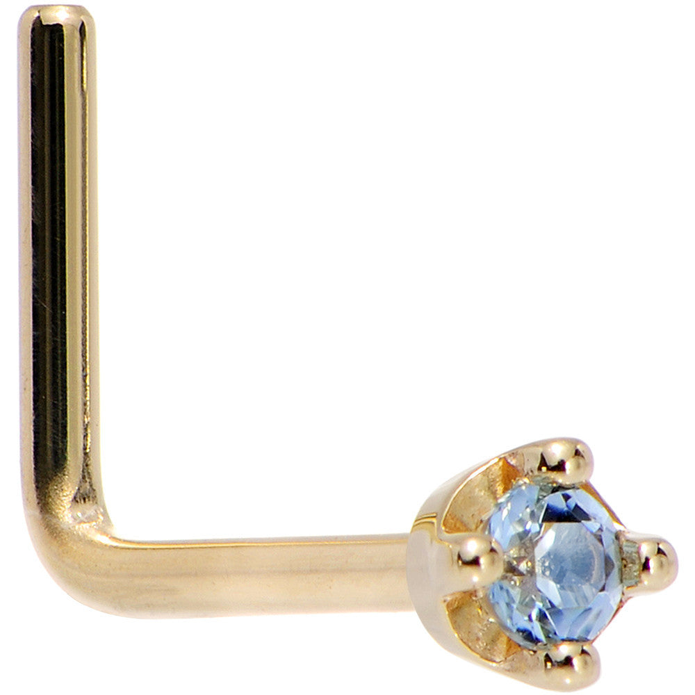 Solid 14KT Yellow Gold (December) 1.5mm Genuine Topaz Nose Ring