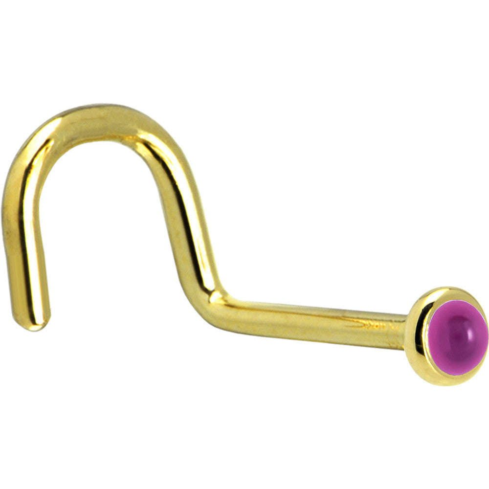 14KT Yellow Gold Pink Garnet Nose Ring Nose Bone Style