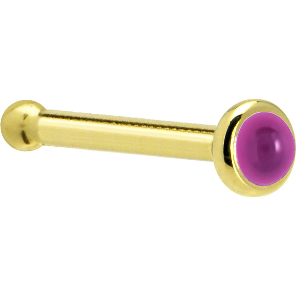 14KT Yellow Gold 2mm Pink Garnet Nose Screw Nose Ring