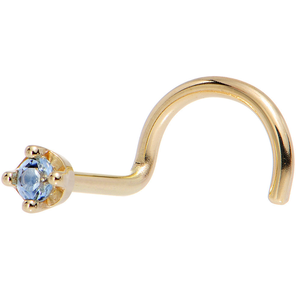 Solid 14KT Yellow Gold (December) 1.5mm Genuine Topaz Nose Ring