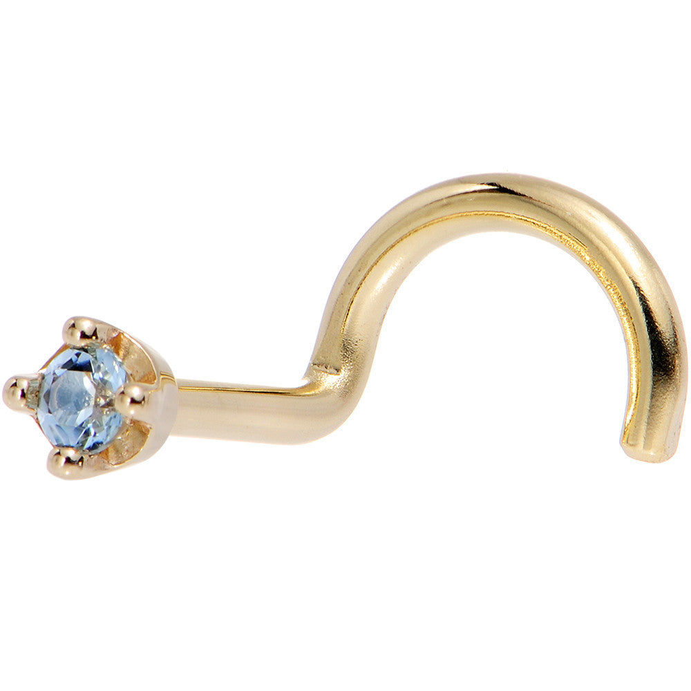 14KT Yellow Gold 1.5mm Topaz Nose Ring L-Shape December Birthstone