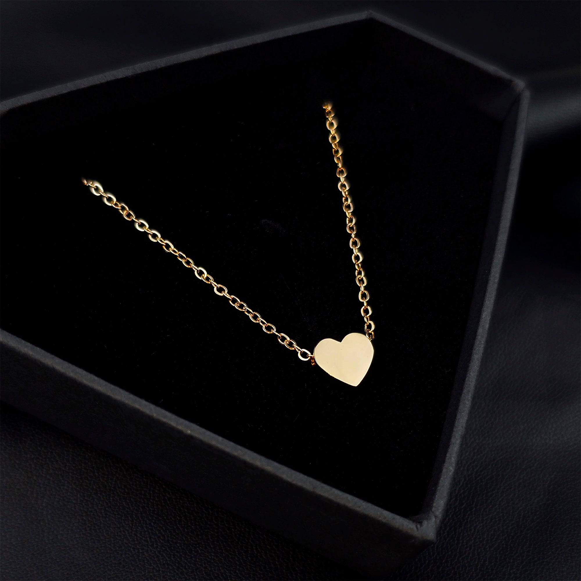 Stainless Steel Rose Gold Tone PVD Chain Dainty Heart Pendant Necklace