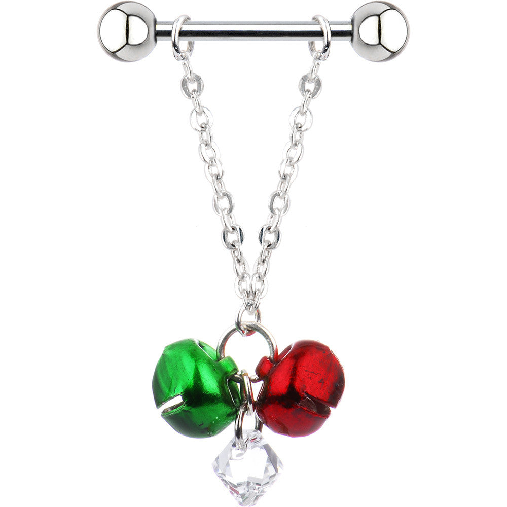 Handcrafted Jingle Bell Nipple Ring Set Created with Crystals