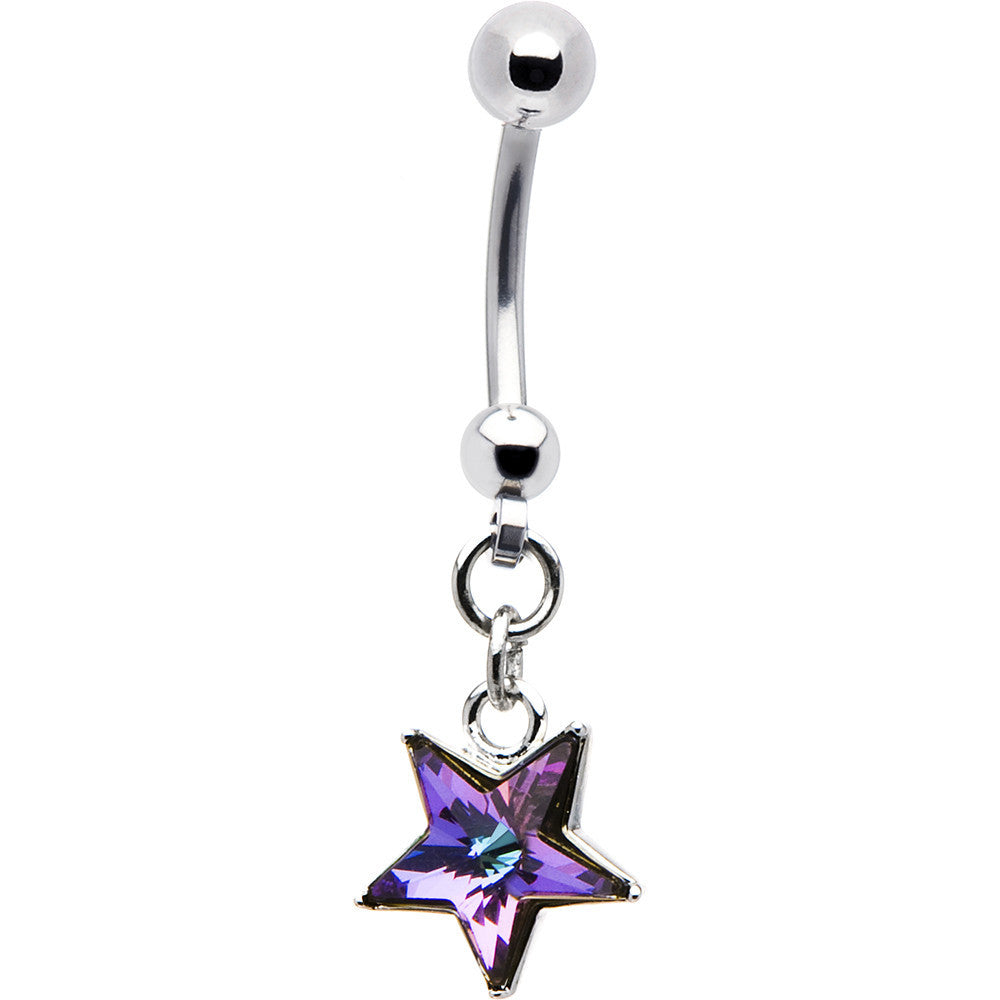 Vitrail Light Star Belly Ring Created with Crystals