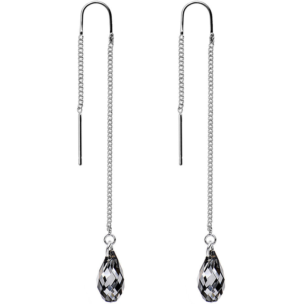 Silver Night Drop Threader Earrings Created with Crystals