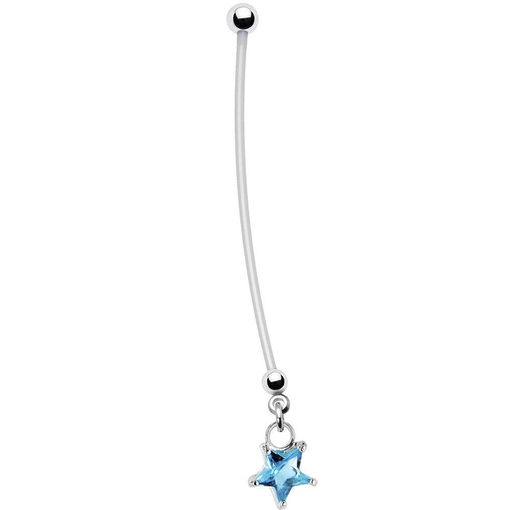 Handcrafted Star Power Blue CZ Pregnant Belly Ring